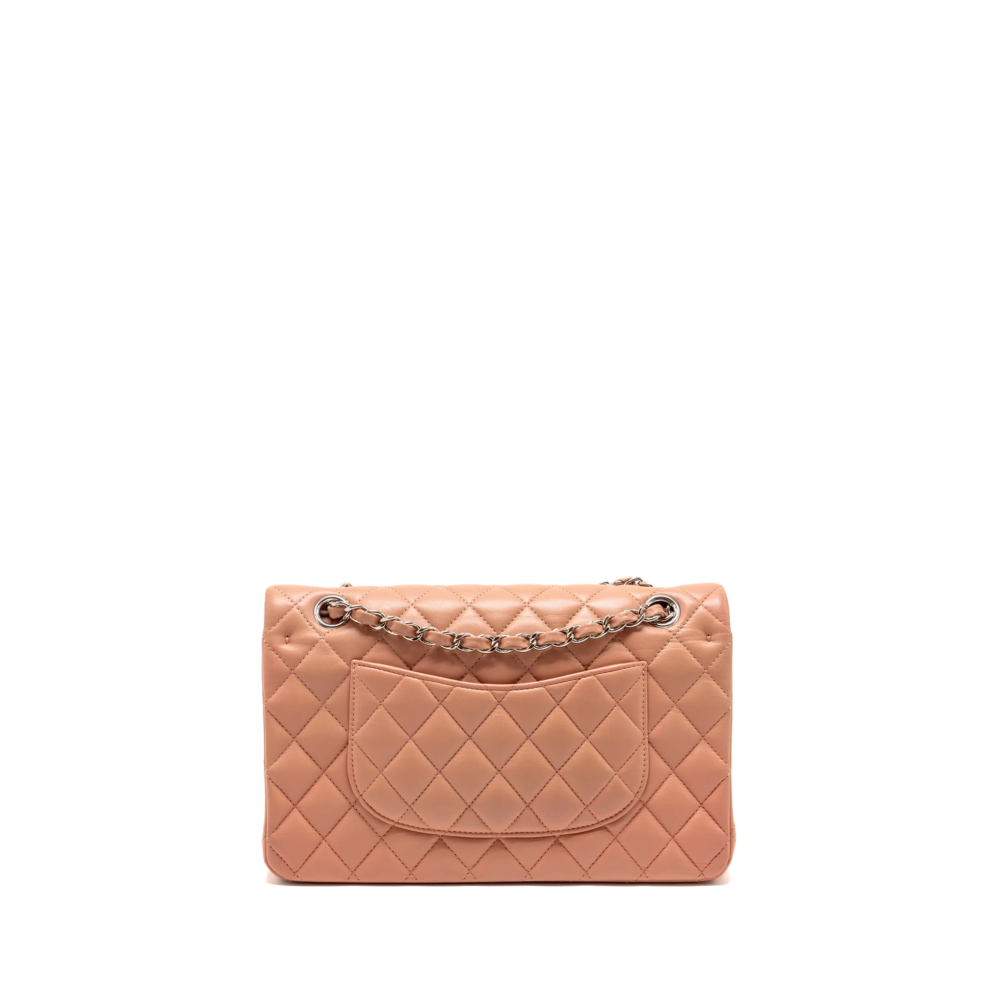 Chanel Medium Classic Double flap bag lambskin pink SHW (microchip) - Image 2
