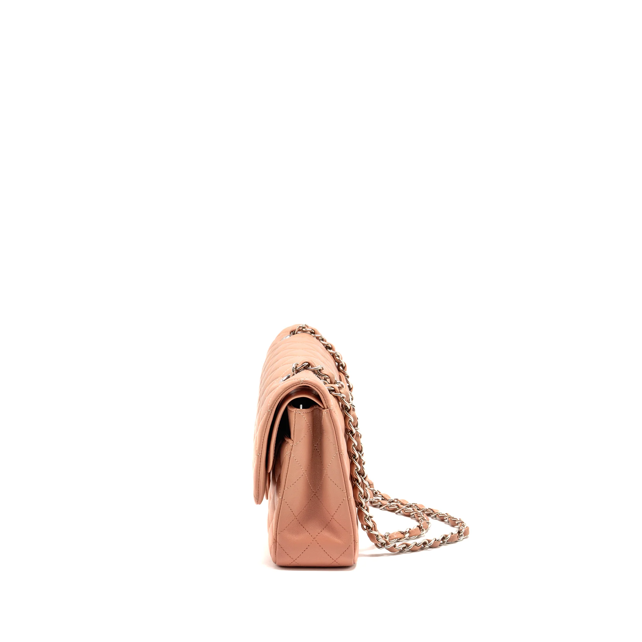 Chanel Medium Classic Double flap bag lambskin pink SHW (microchip) - Image 4