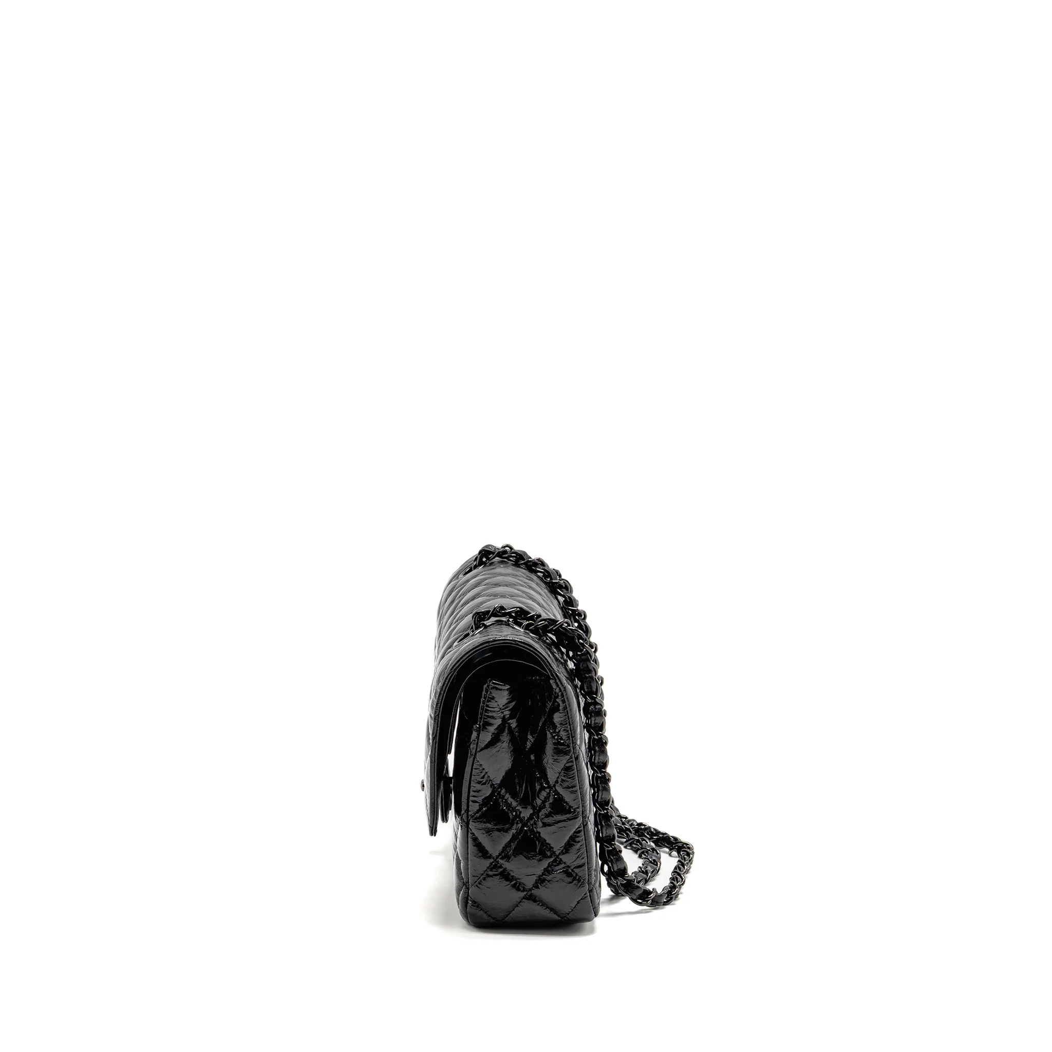 Chanel Medium Classic Double Flap Bag Patent SO Black - Image 4