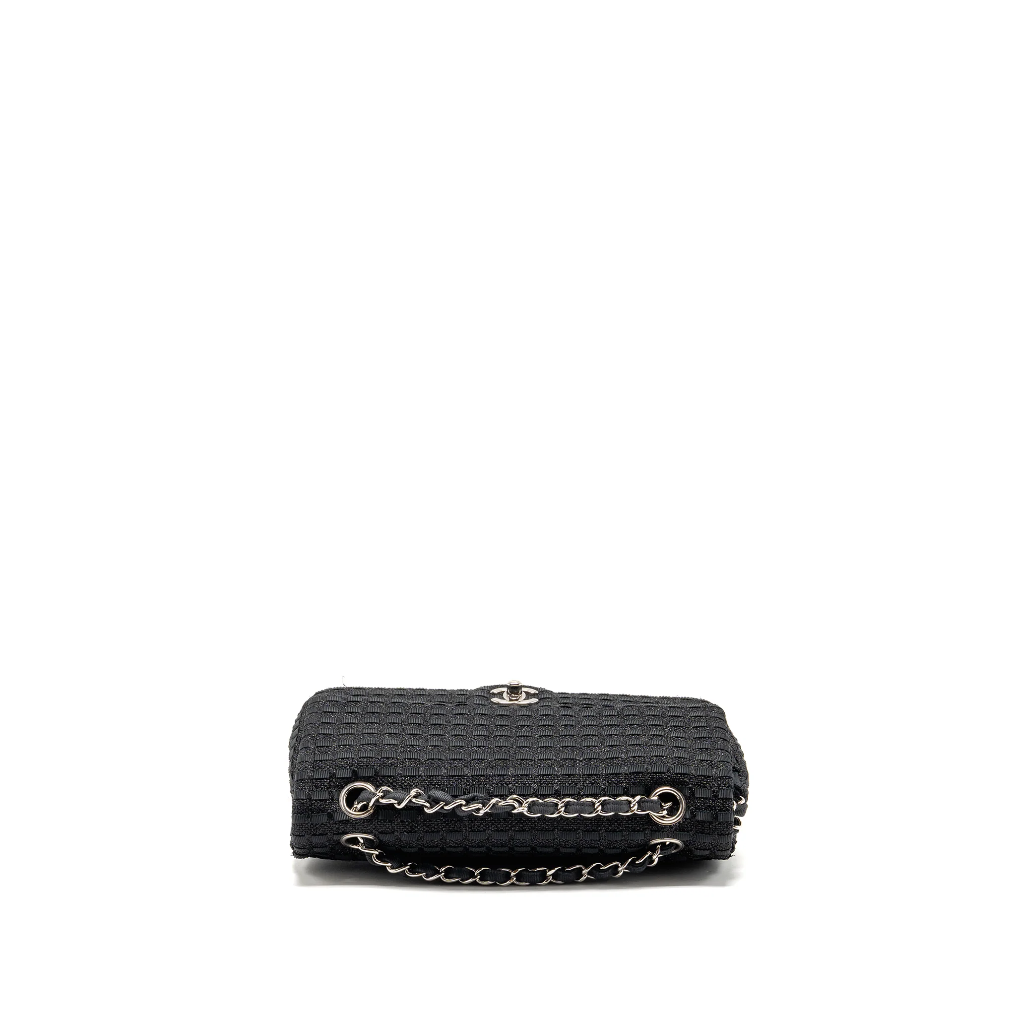 Chanel Medium Classic double flap bag tweed black SHW - Image 5