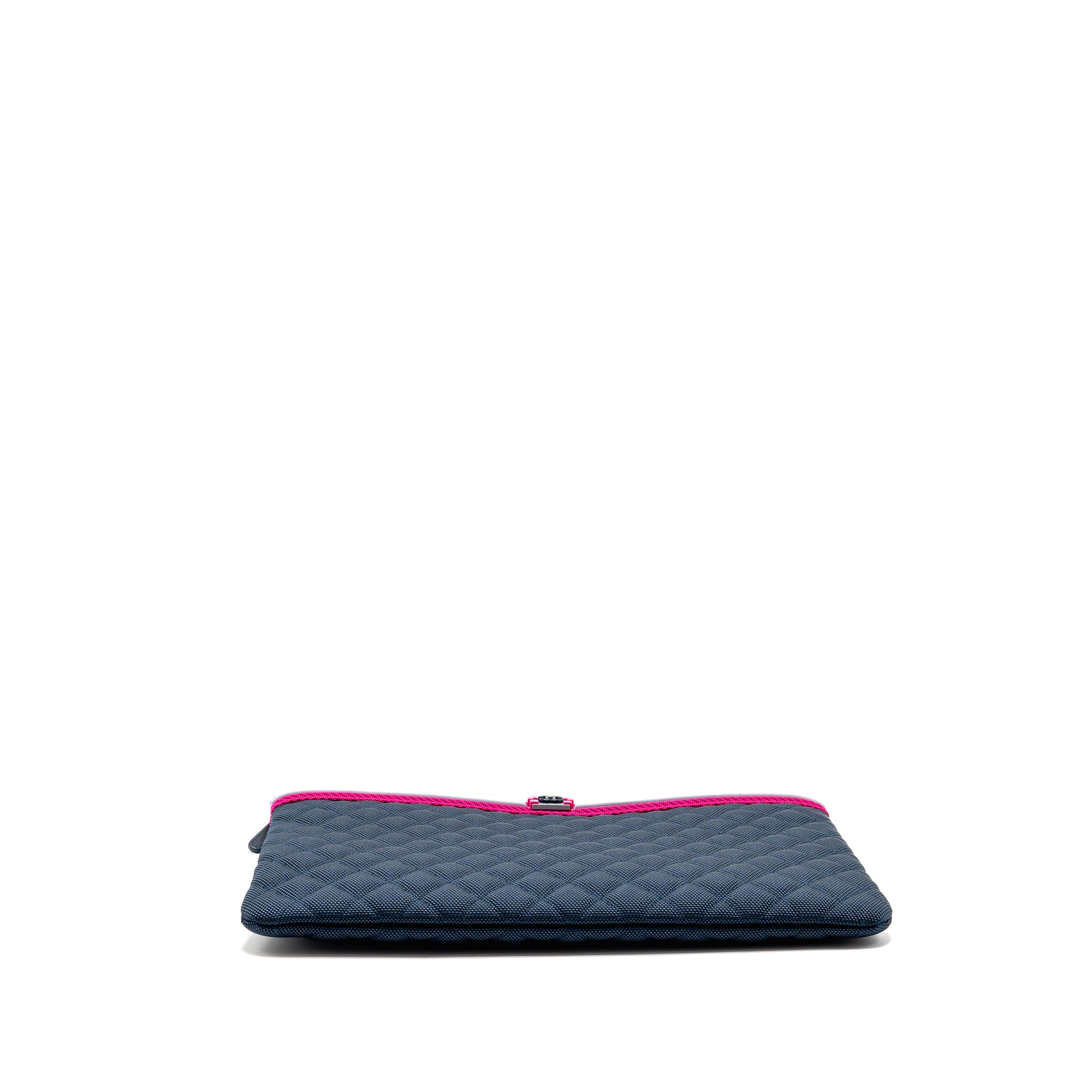 Chanel Medium Quilted Fluo Boy O-Case Clutch Bag Nylon Navy/Pink SHW - Image 6