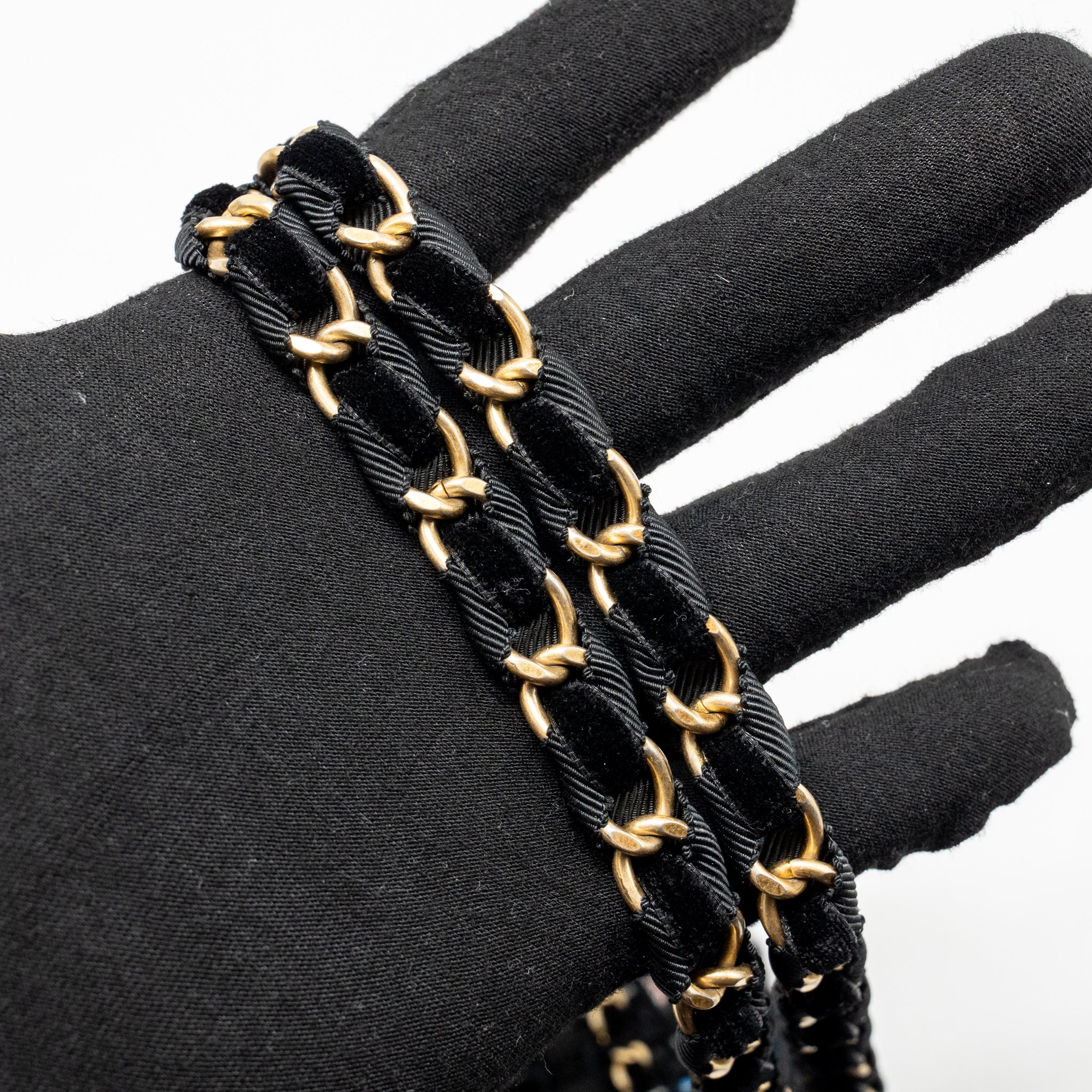 Chanel Medium Single flap bag tweed black GHW - Image 19