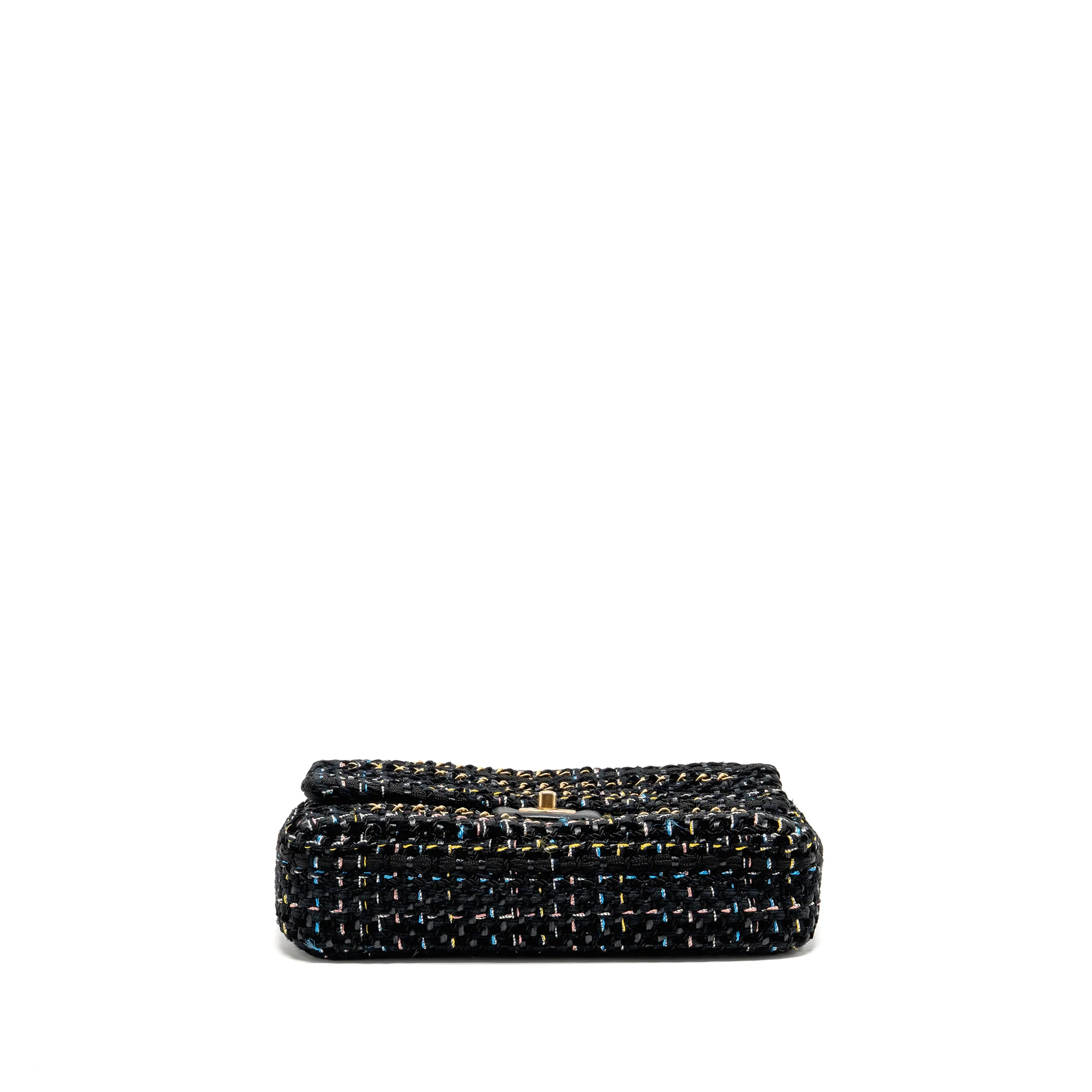 Chanel Medium Single flap bag tweed black GHW - Image 5