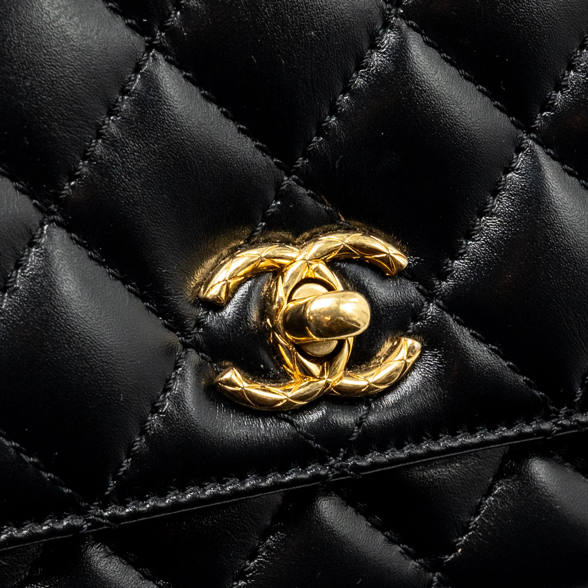 Chanel Metal Top Handle Coco Handle Mini Shiny Calfskin Black GHW (Microchip) - Image 14