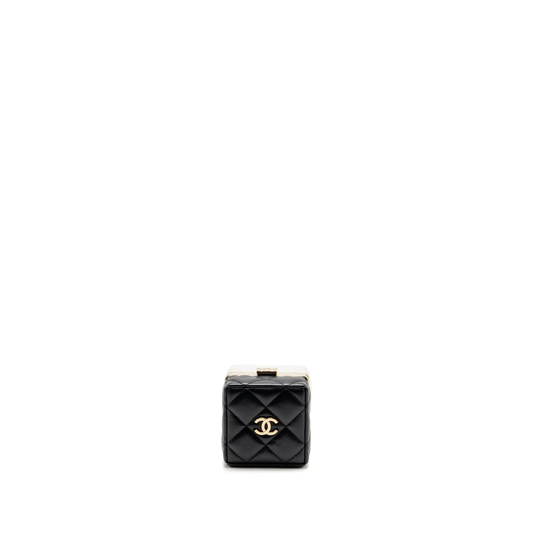 Chanel Micro Box Square Bag Lambskin Black/White LGHW (Microchip) - Image 2