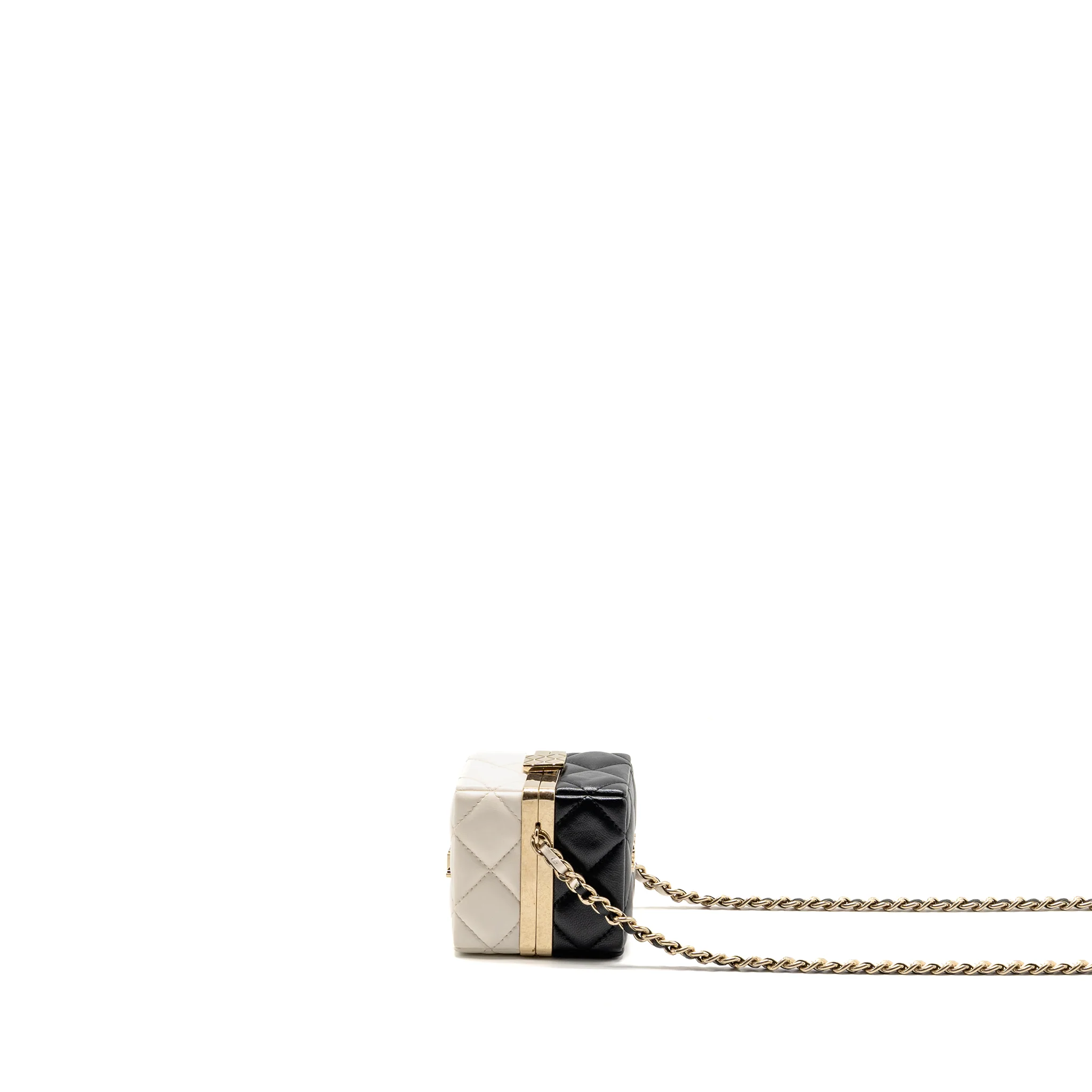 Chanel Micro Box Square Bag Lambskin Black/White LGHW (Microchip) - Image 4