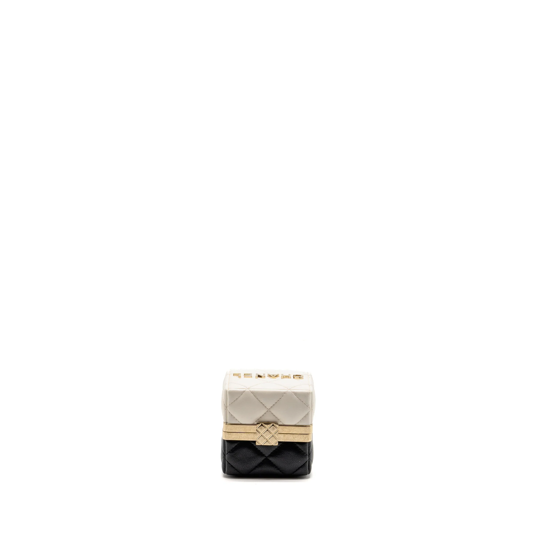Chanel Micro Box Square Bag Lambskin Black/White LGHW (Microchip) - Image 5