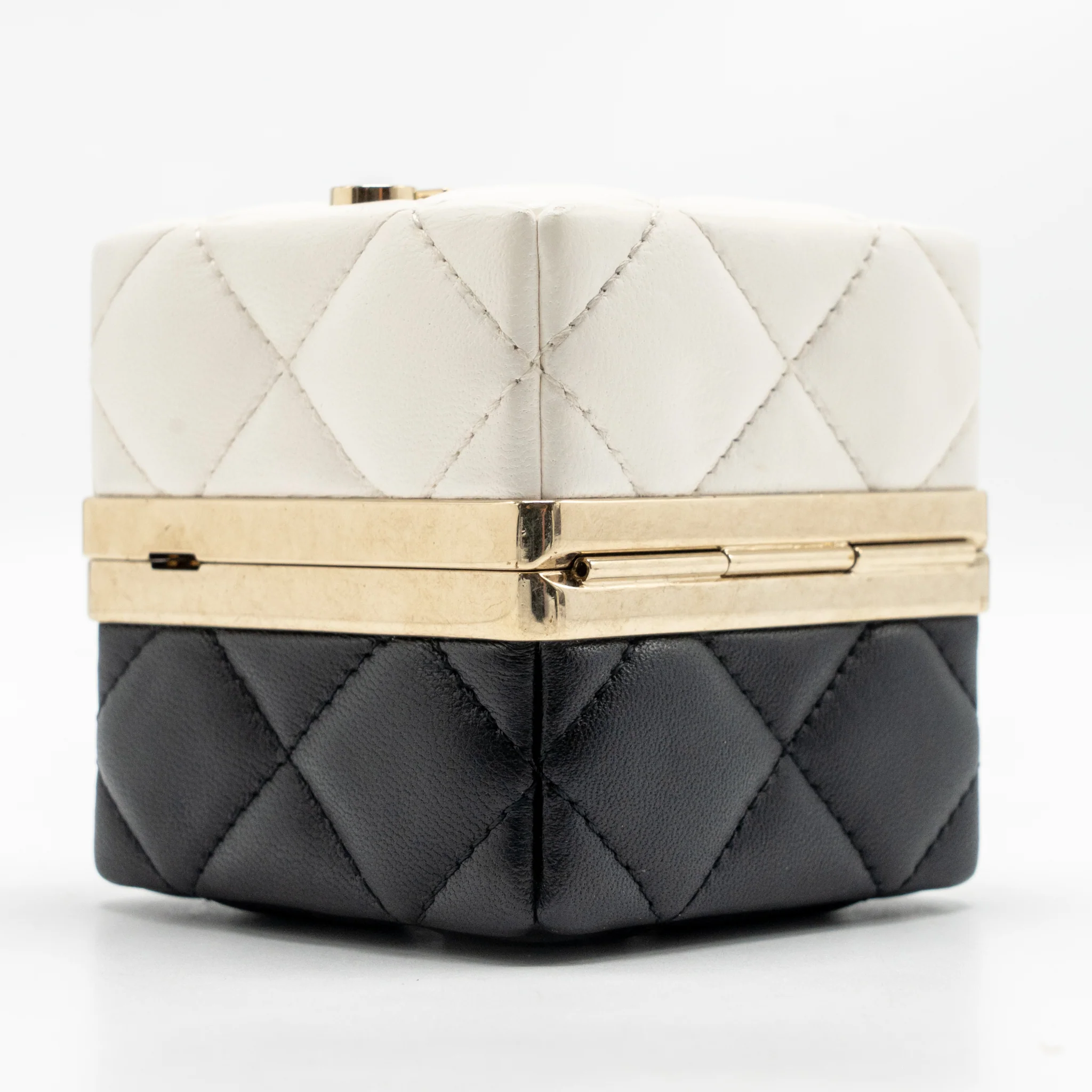 Chanel Micro Box Square Bag Lambskin Black/White LGHW (Microchip) - Image 7