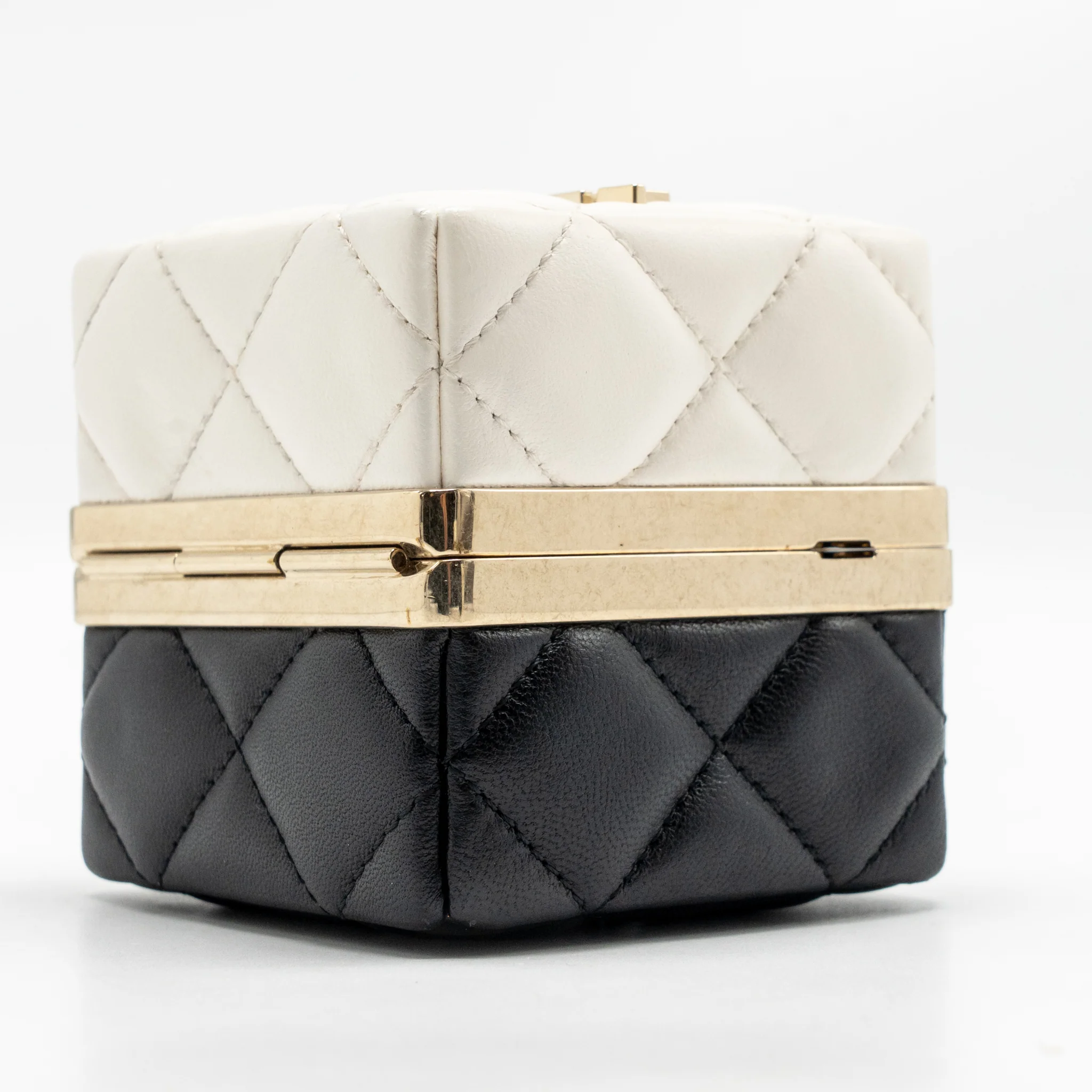 Chanel Micro Box Square Bag Lambskin Black/White LGHW (Microchip) - Image 8