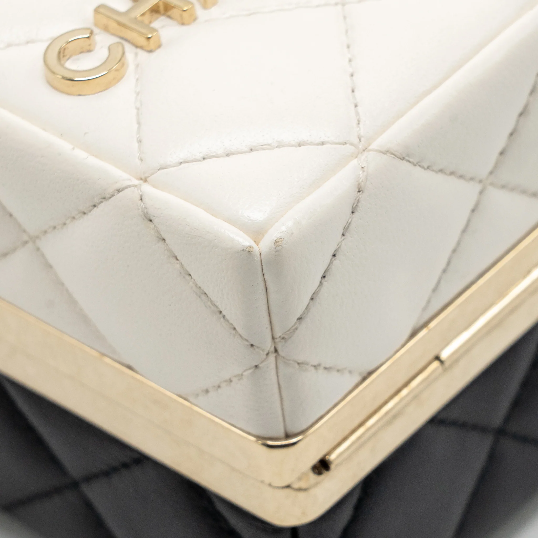 Chanel Micro Box Square Bag Lambskin Black/White LGHW (Microchip) - Image 9