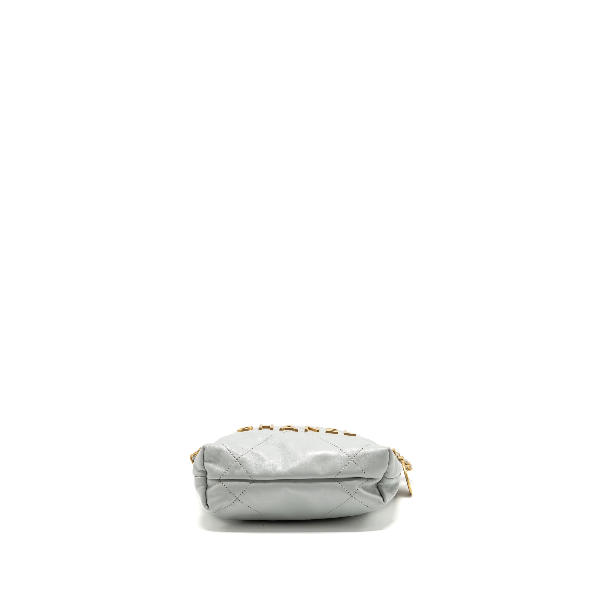 Chanel Mini 22 Bag Calfskin Light Grey GHW (Microchip) - Image 6