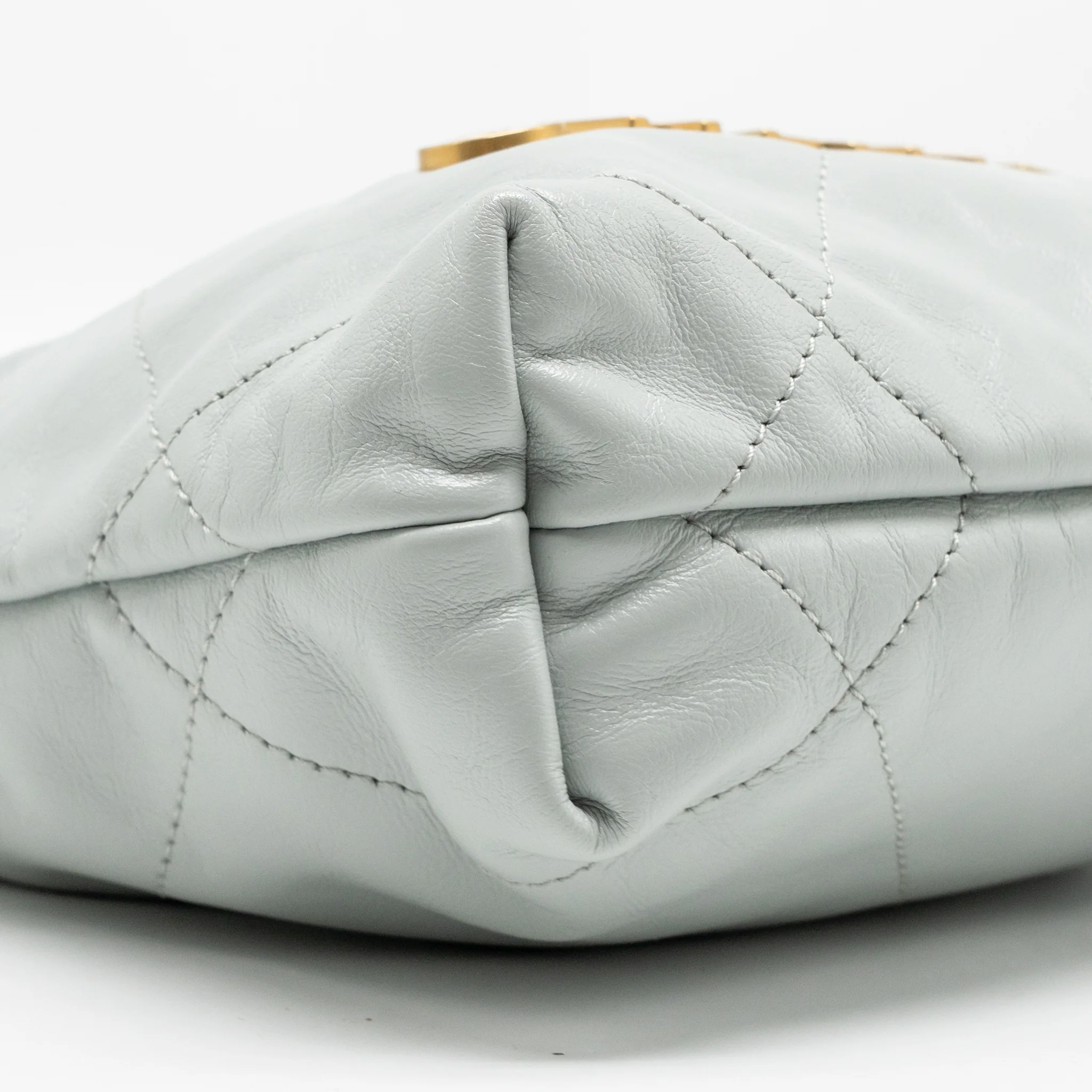 Chanel Mini 22 Bag Calfskin Light Grey GHW (Microchip) - Image 7