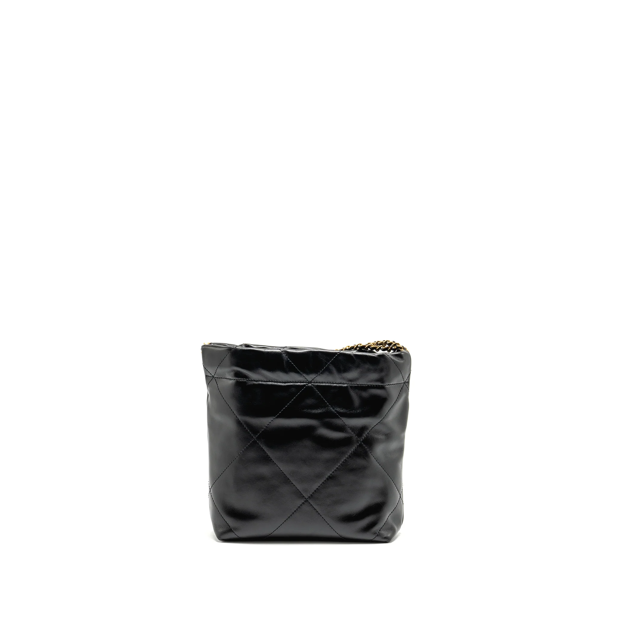 Chanel Mini 22 BAG Shiny Calfskin Black GHW (Microchip) - Image 2