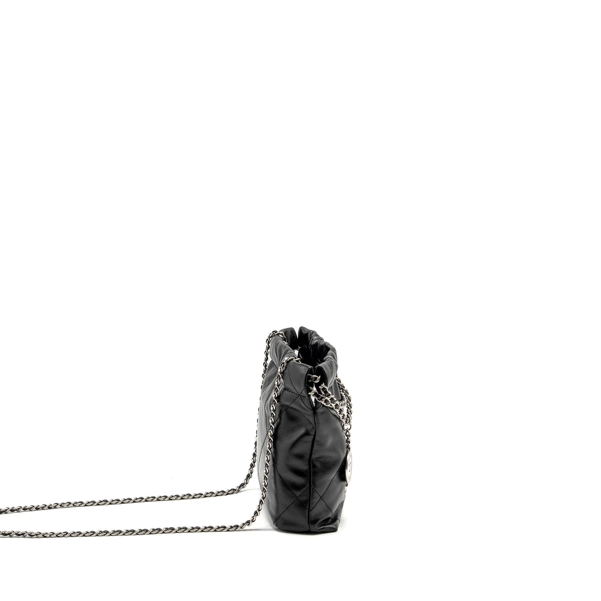 Chanel mini 22 Bag Shiny Calfskin Black SHW (Microchip) - Image 3