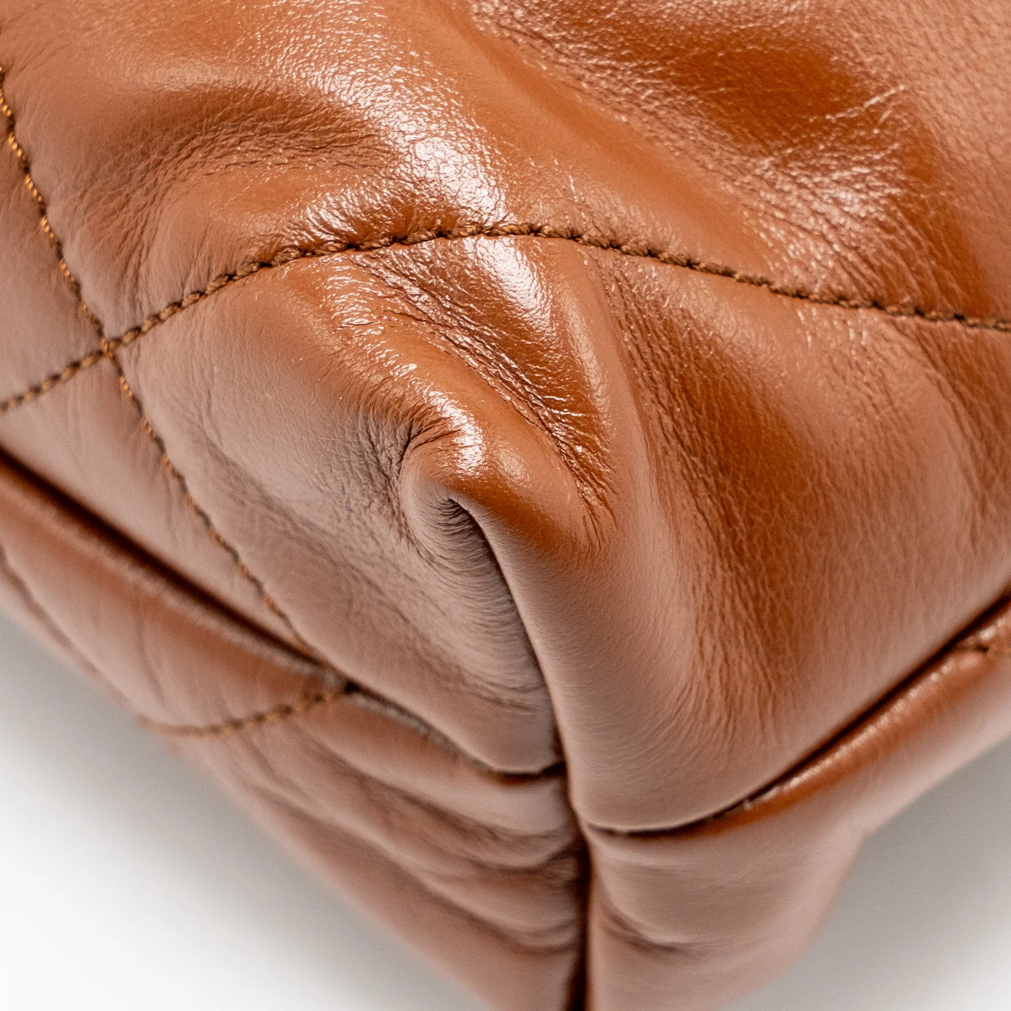 Chanel Mini 22 Bag Shiny Calfskin Caramel GHW (Microchip) - Image 10