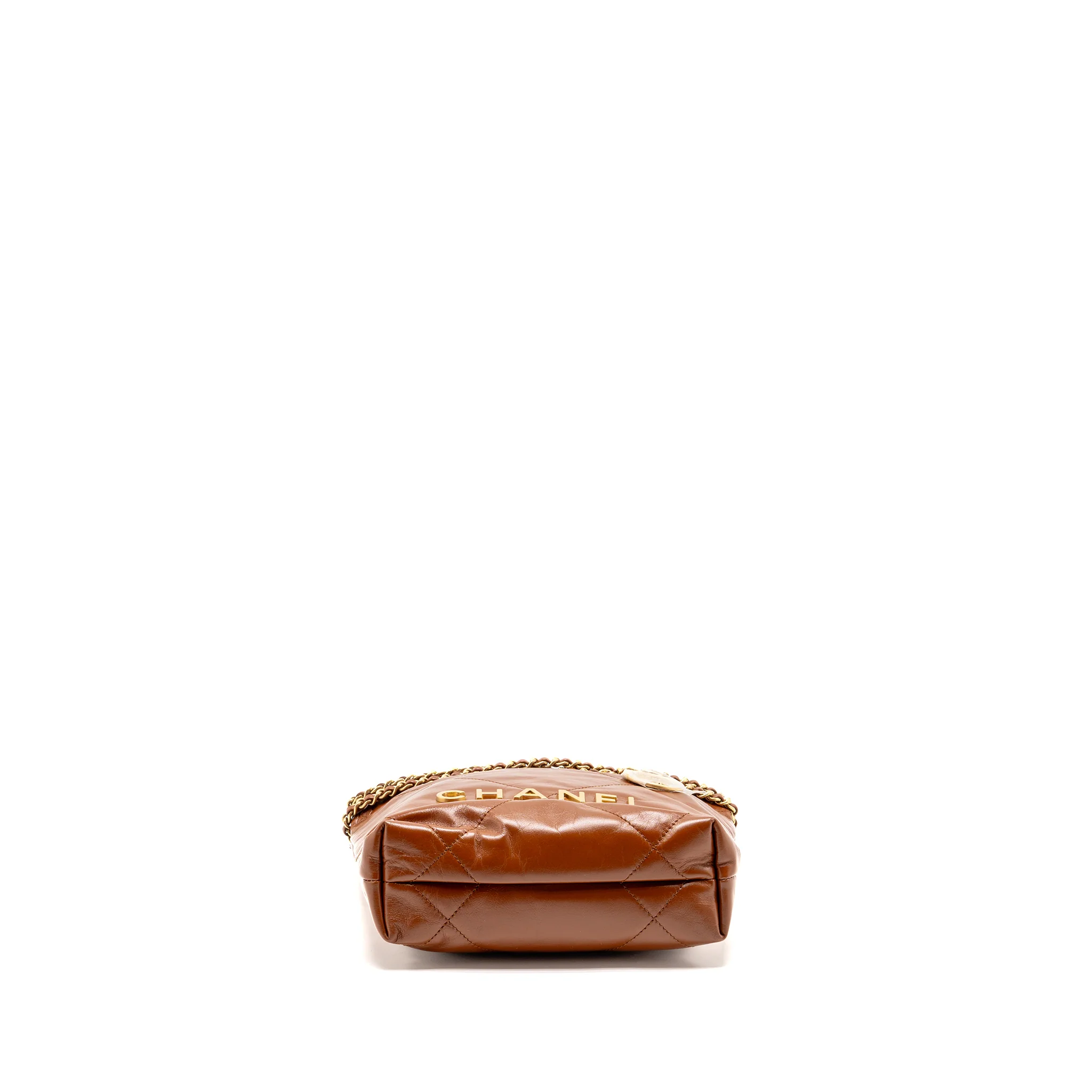 Chanel Mini 22 Bag Shiny Calfskin Caramel GHW (Microchip) - Image 5