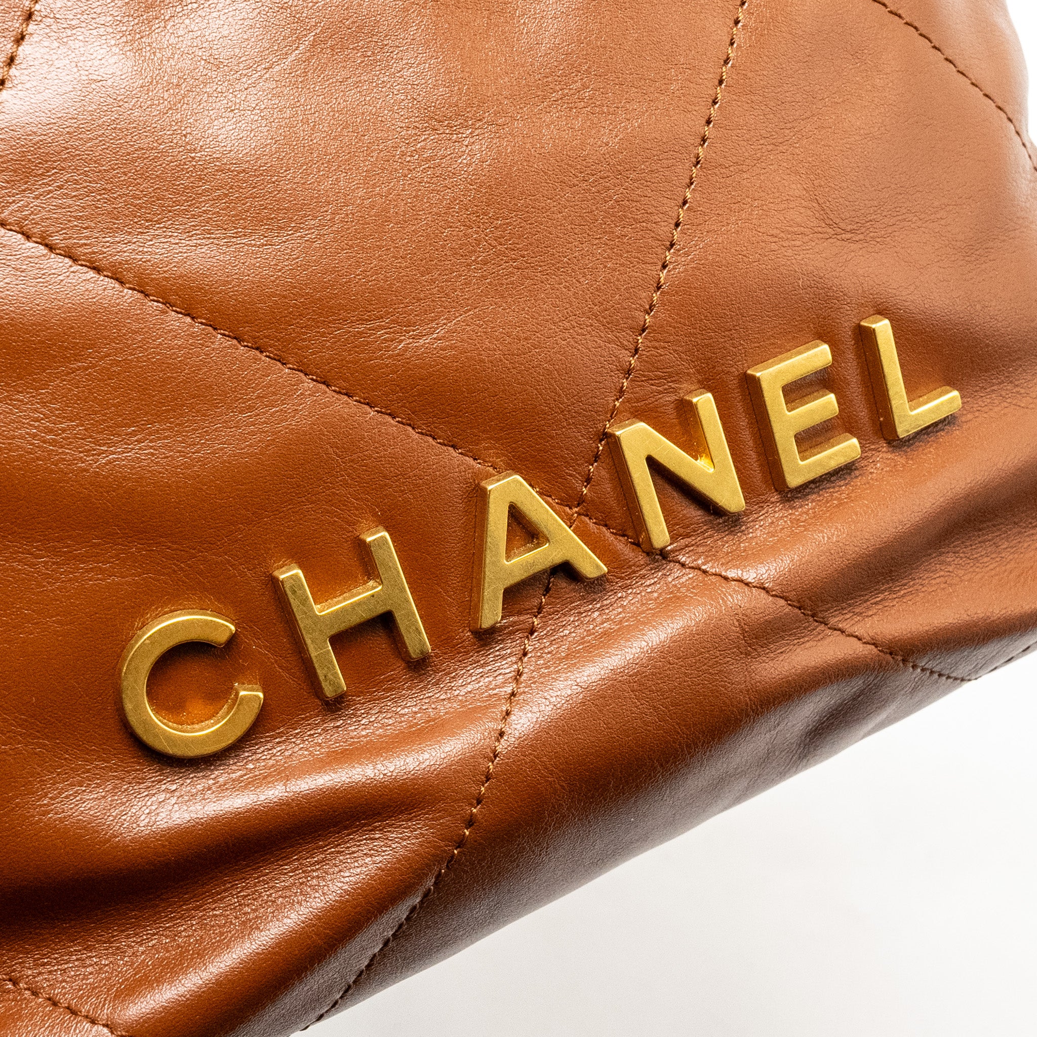 Chanel Mini 22 Bag Shiny Calfskin Caramel GHW (microchip) - Image 12