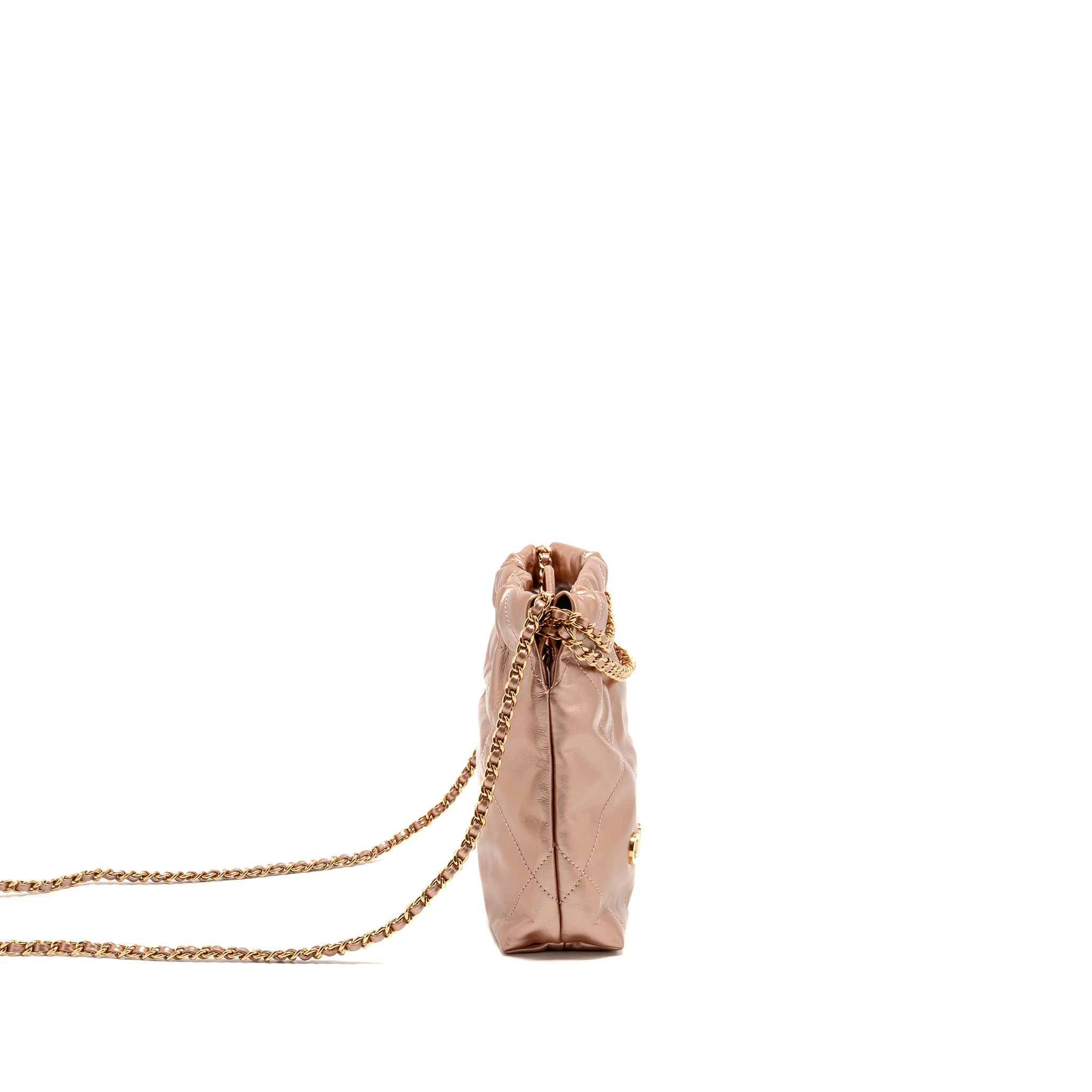 Chanel Mini 22 bag Shiny Calfskin Light Pink LGHW (Microchip) - Image 3