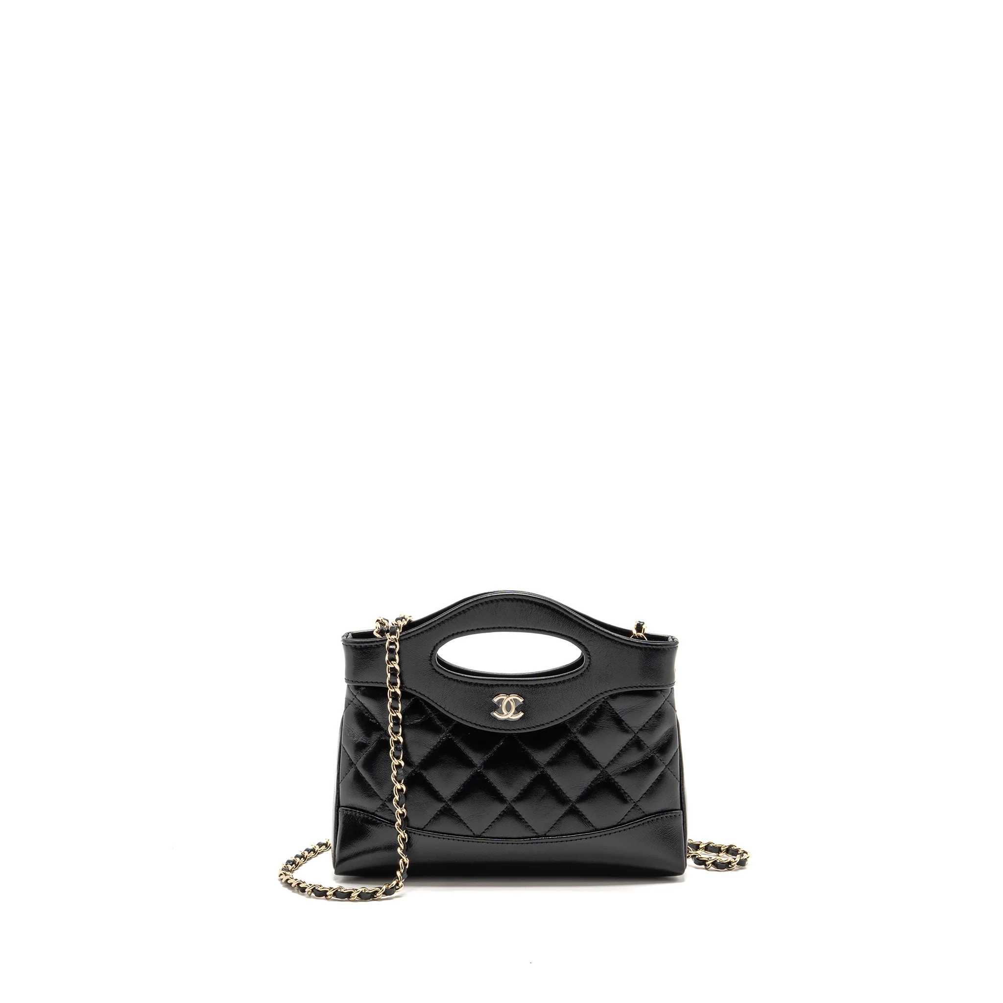 Chanel mini 31 clutch with chain shiny lambskin black LGHW (microchip)