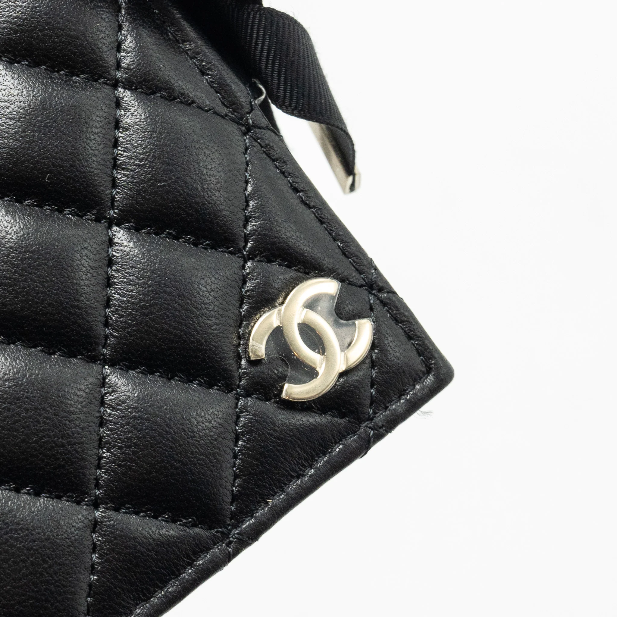 Chanel mini Book Card Holder with Chain Lambskin Black LGHW (microchip) - Image 7