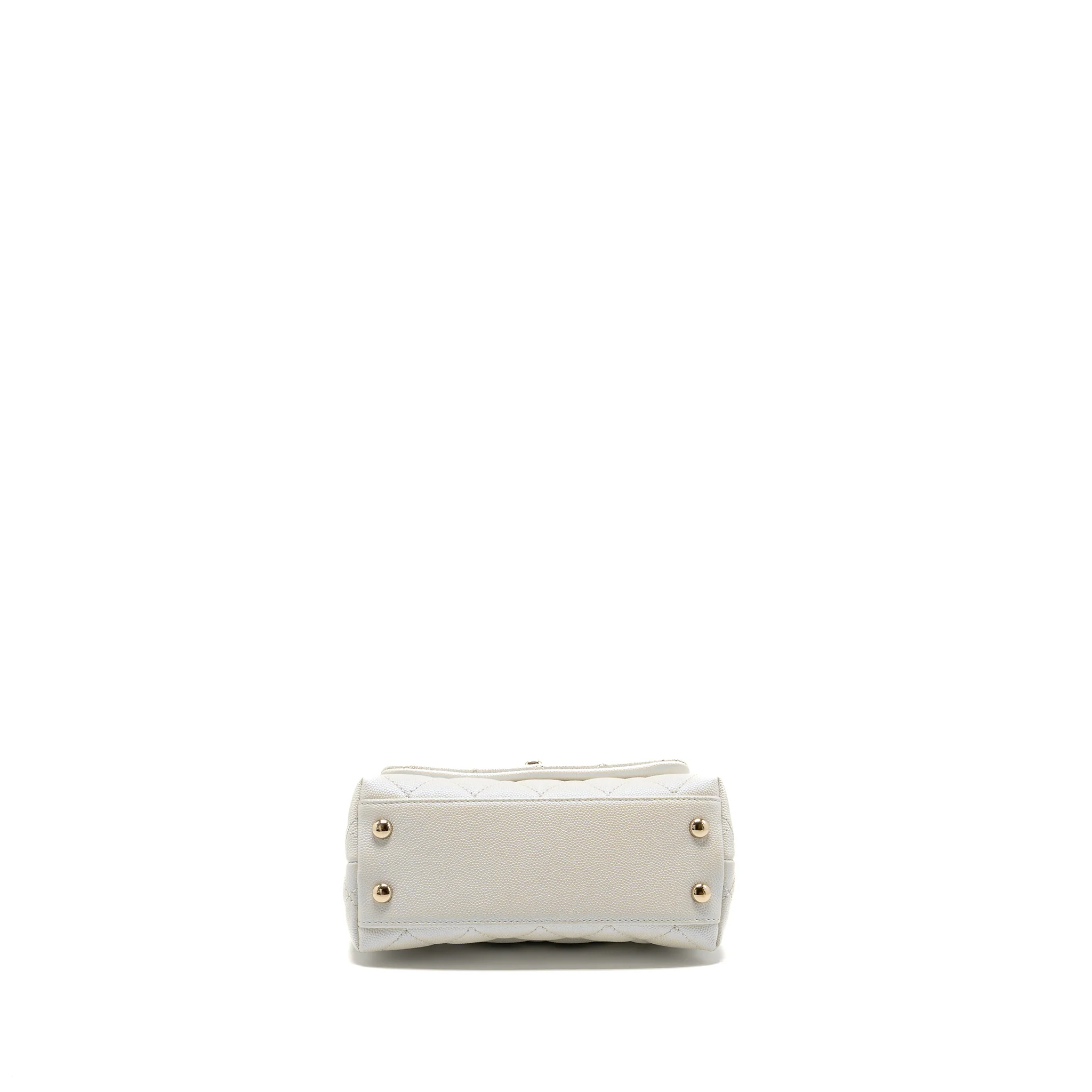 Chanel Mini Coco handle caviar iridescent white LGHW - Image 5