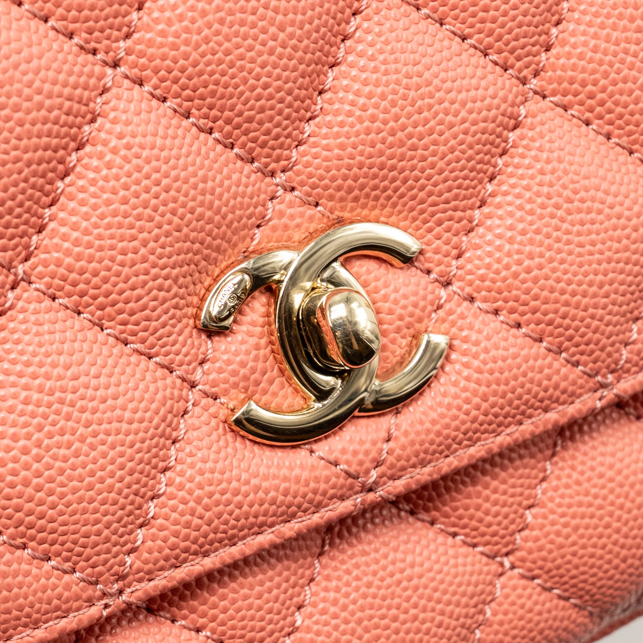 Chanel Mini Coco Handle Caviar Pink LGHW (Microchip) - Image 13