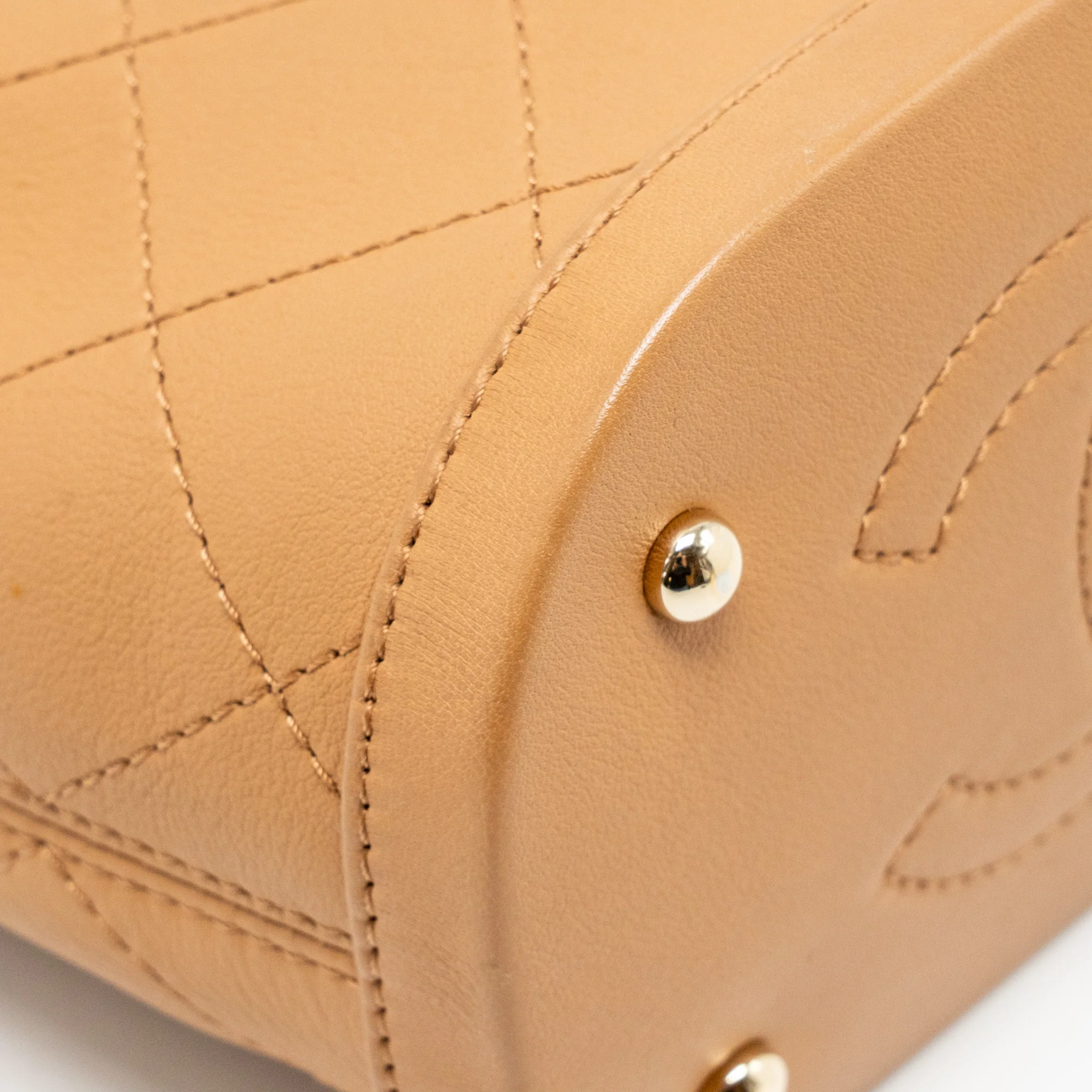 Chanel mini drawstring bucket bag calfskin dark beige LGHW - Image 11