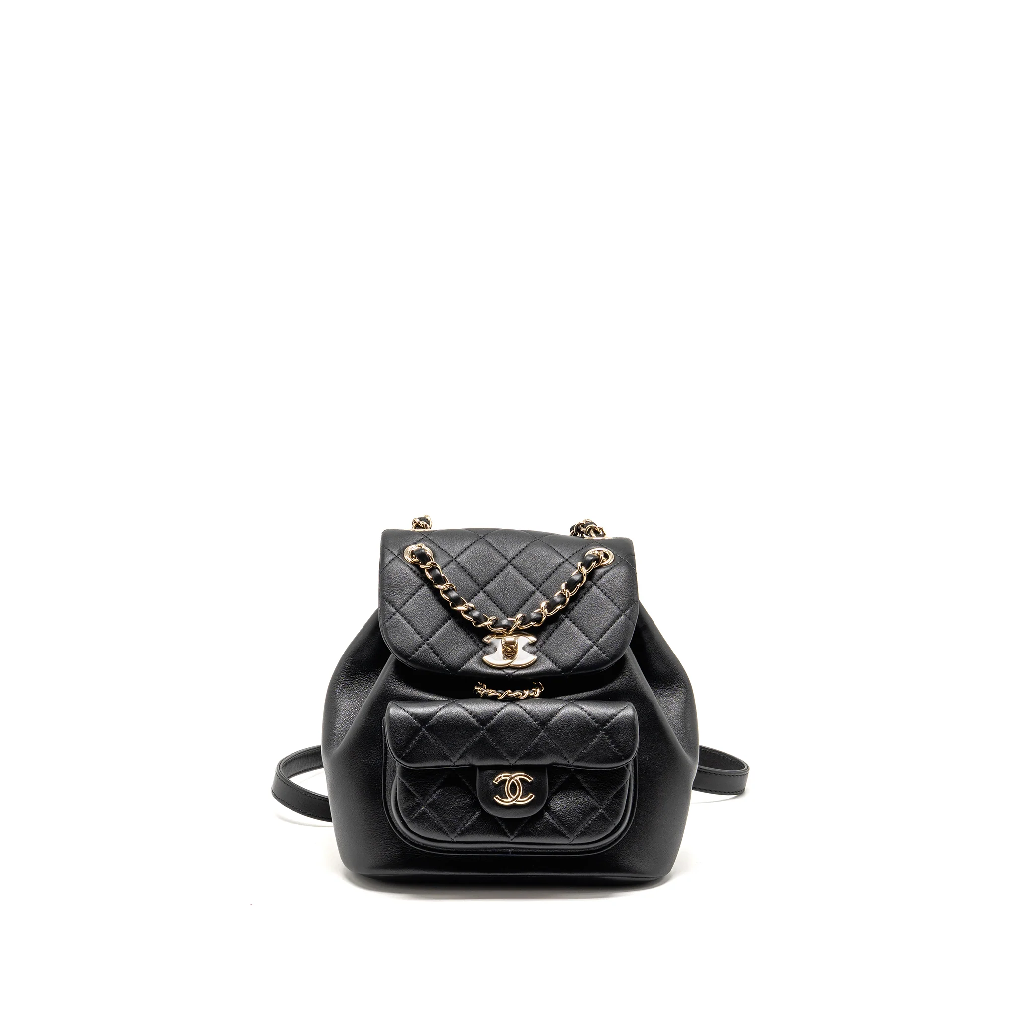 Chanel Mini Duma Backpack calfskin Black LGHW (Microchip)