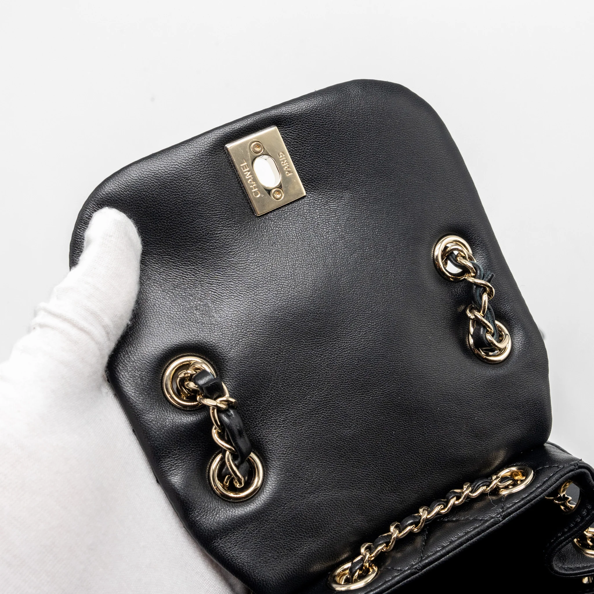 Chanel mini Duma backpack Lambskin black LGHW (microchip) - Image 10
