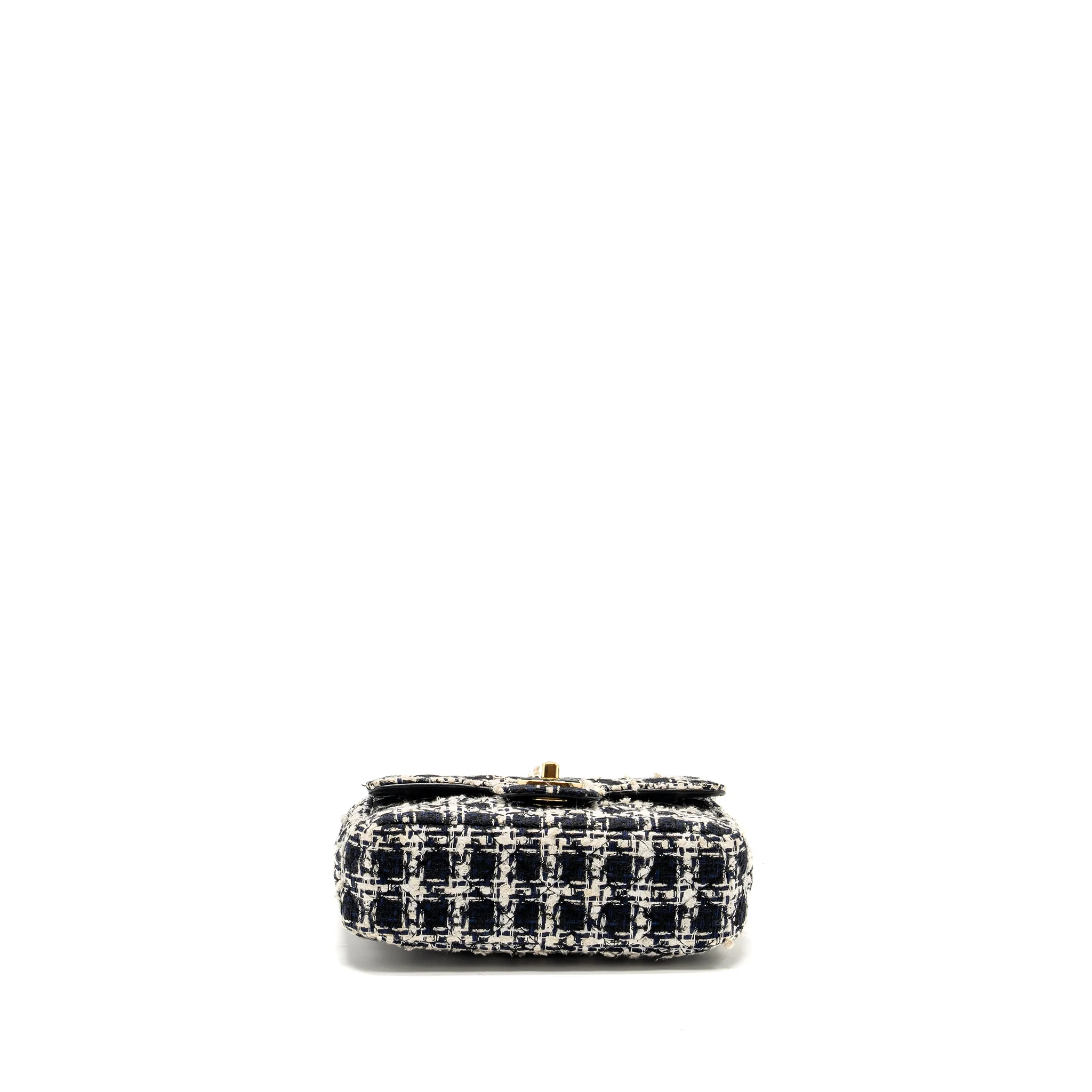 Chanel Mini Flap Bag with Detailed Chain Tweed Black/White LGHW (Microchip) - Image 5