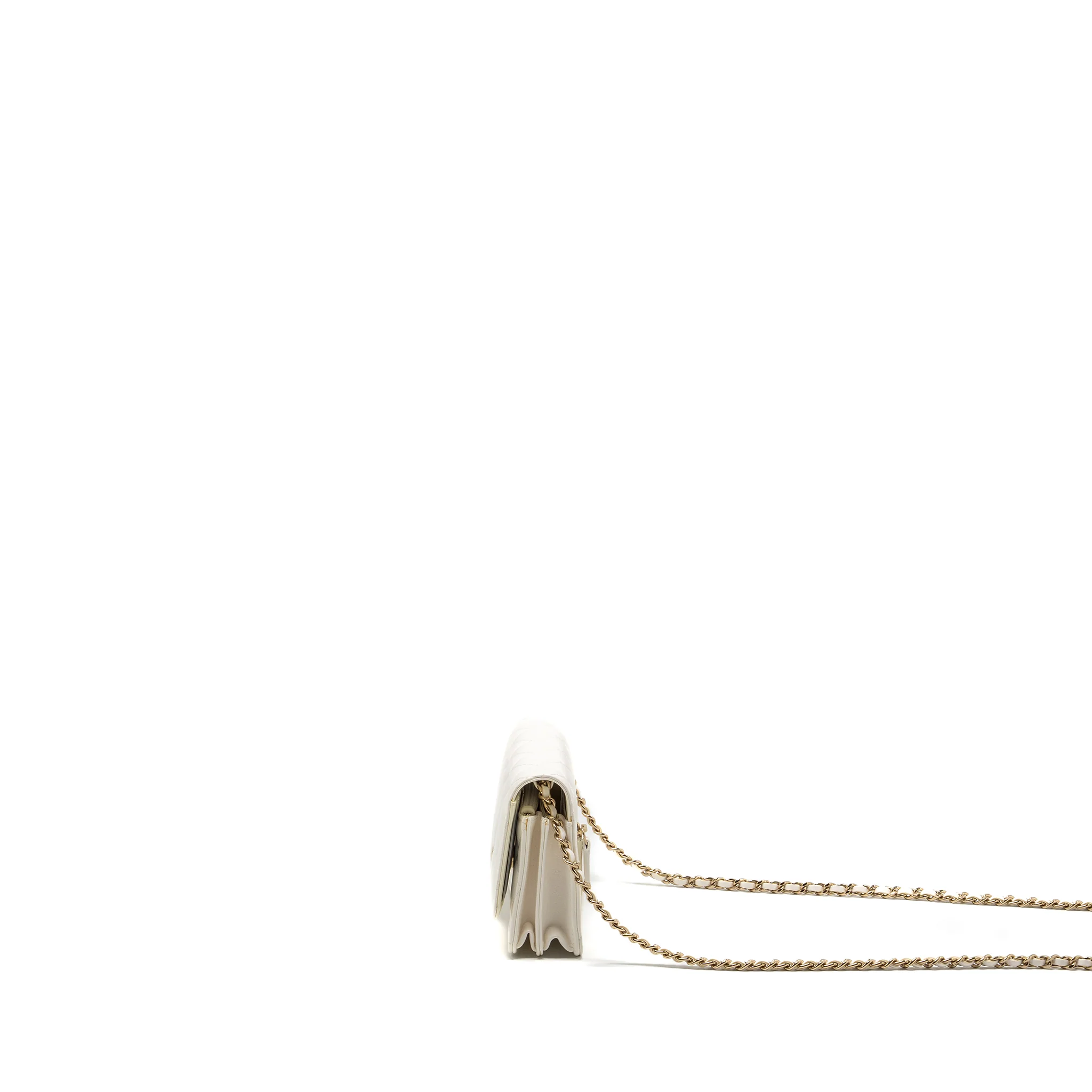 Chanel mini flap wallet with chain lambskin white LGHW - Image 4