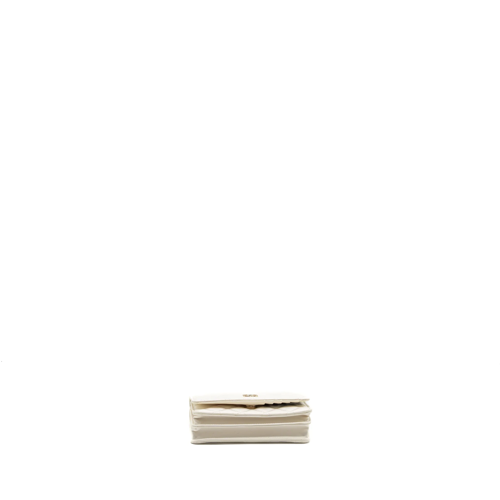 Chanel mini flap wallet with chain lambskin white LGHW - Image 5