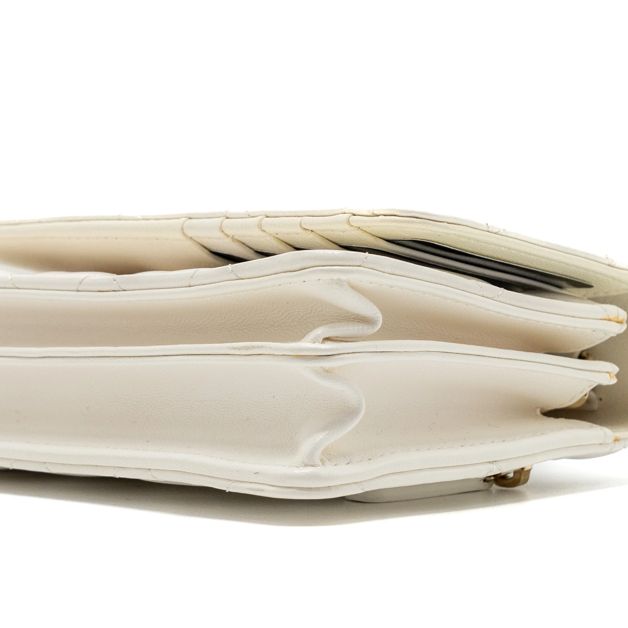 Chanel mini flap wallet with chain lambskin white LGHW - Image 7