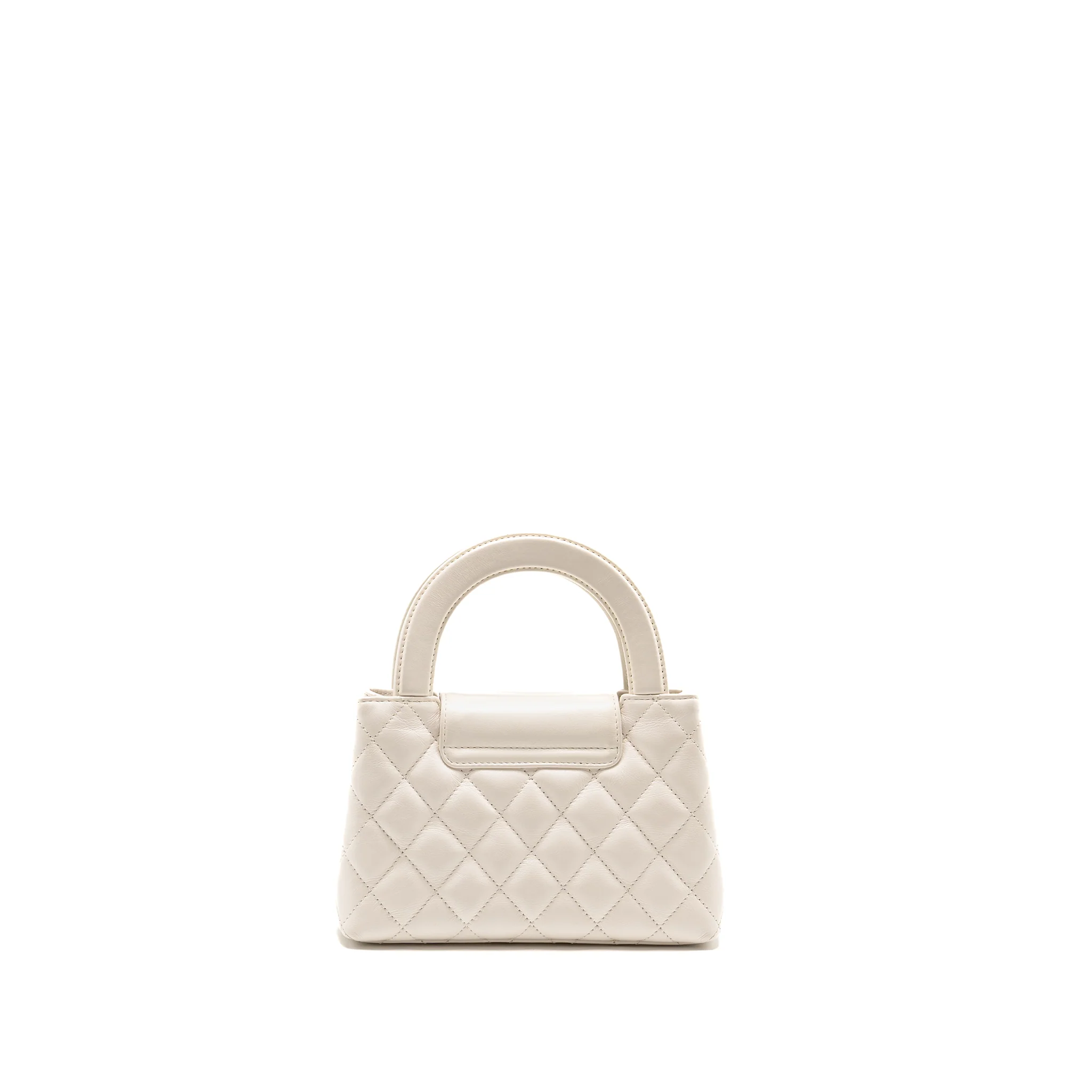 Chanel Mini Kelly Shopping Tote Bag Calfskin White GHW (Microchip) - Image 2