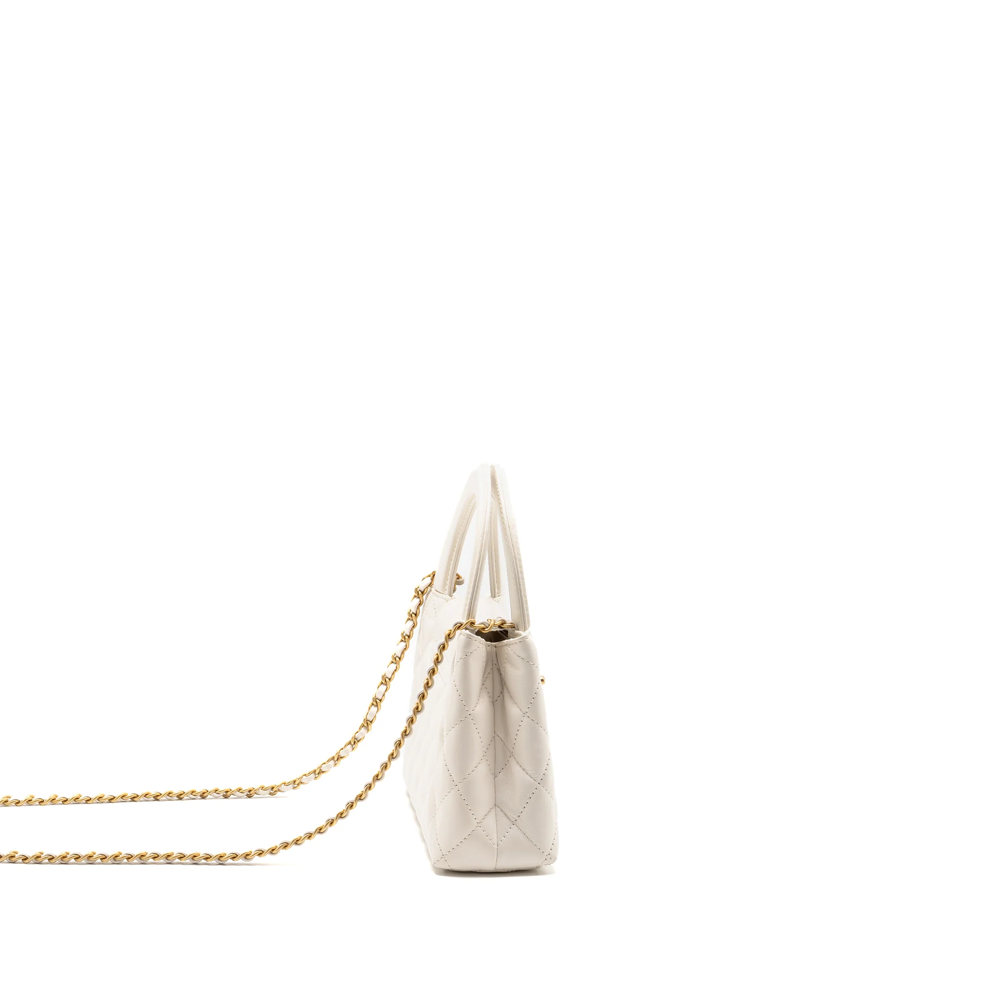 Chanel Mini Kelly Shopping Tote Bag Calfskin White GHW (Microchip) - Image 3