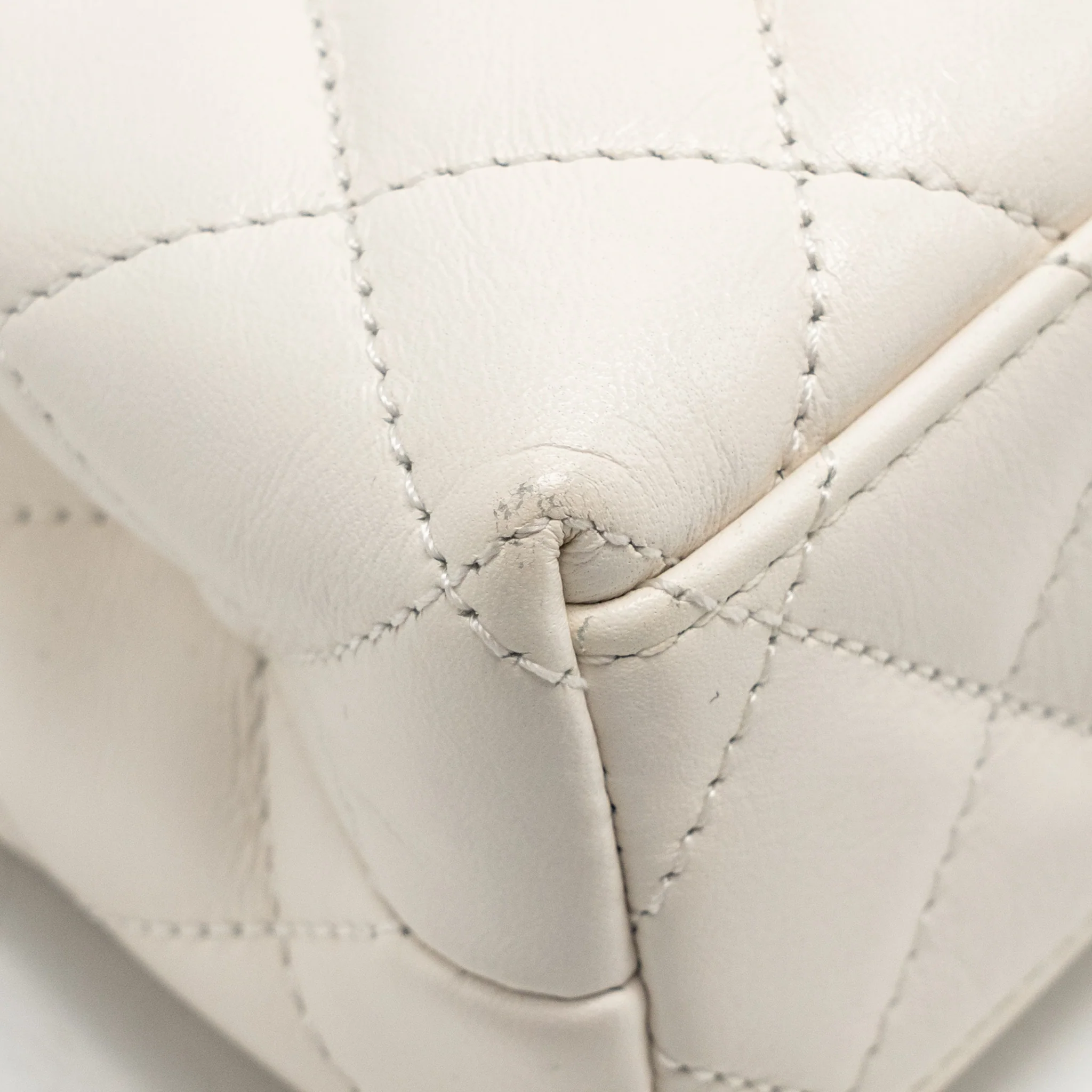 Chanel Mini Kelly Shopping Tote Bag Calfskin White GHW (Microchip) - Image 9