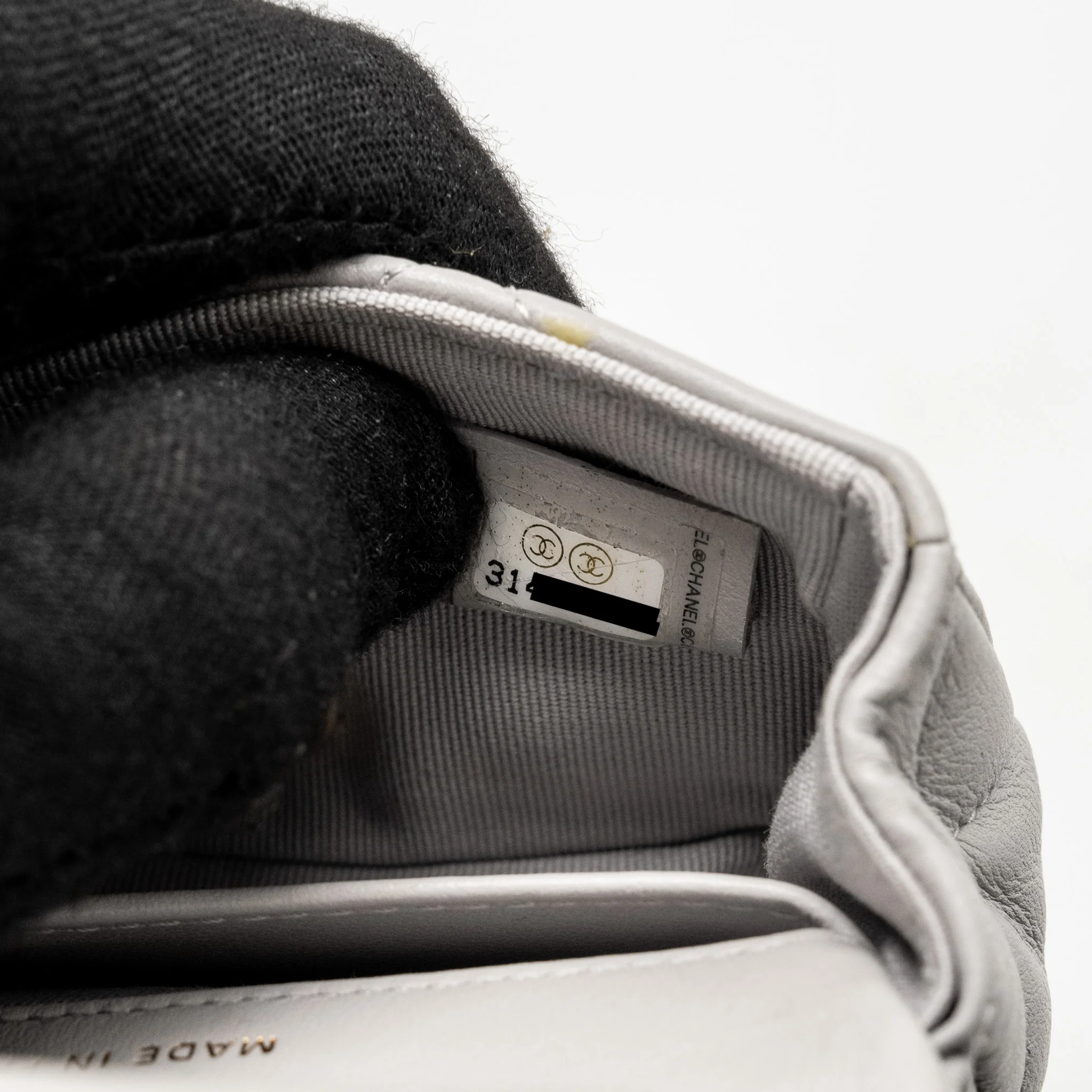 Chanel Mini Quilted Flap Card Holder with chain Lambskin Grey GHW - Image 15