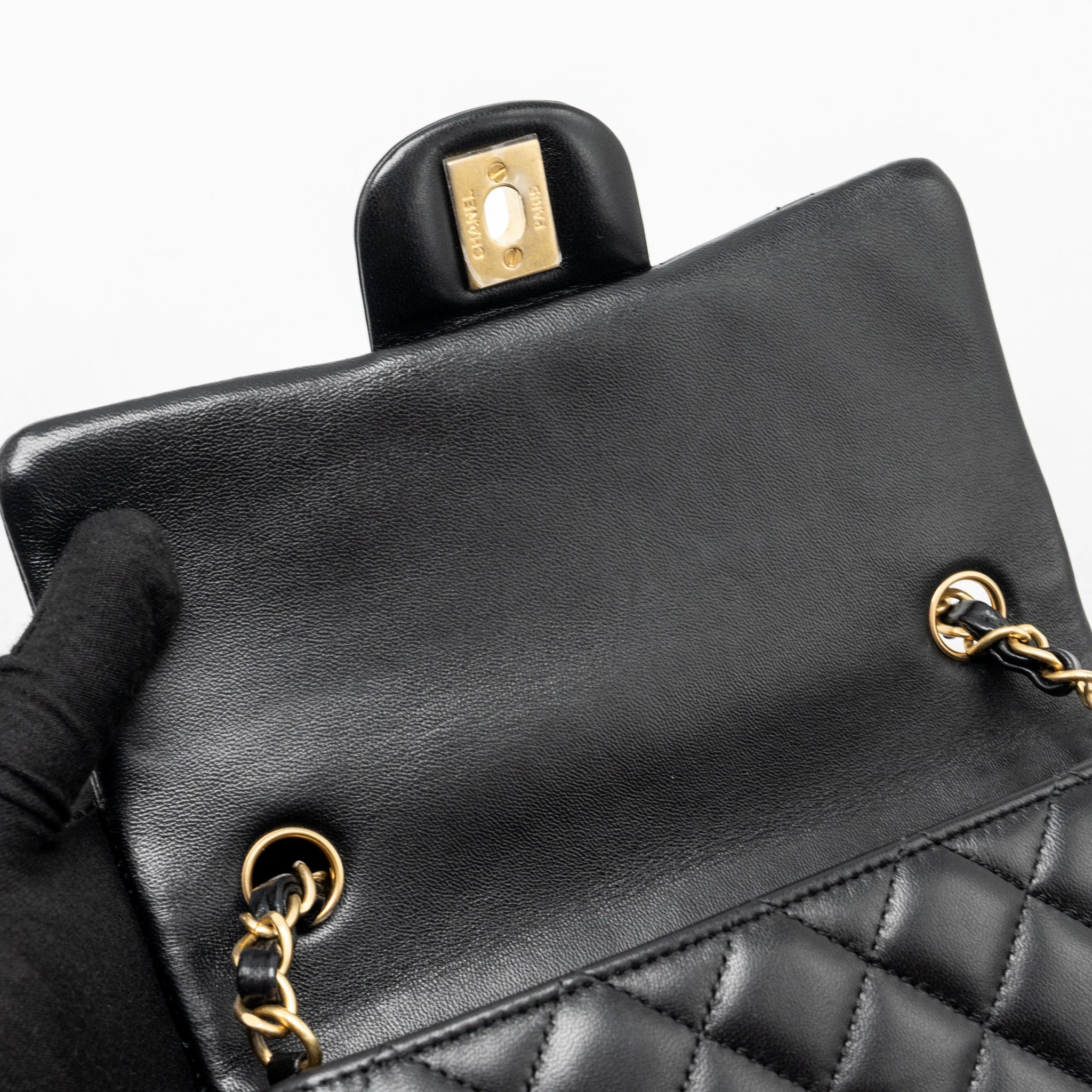 Chanel Mini Rectangular Flap Bag Charms Limited Edition Lambskin Black Silver/Gold Hardware - Image 15