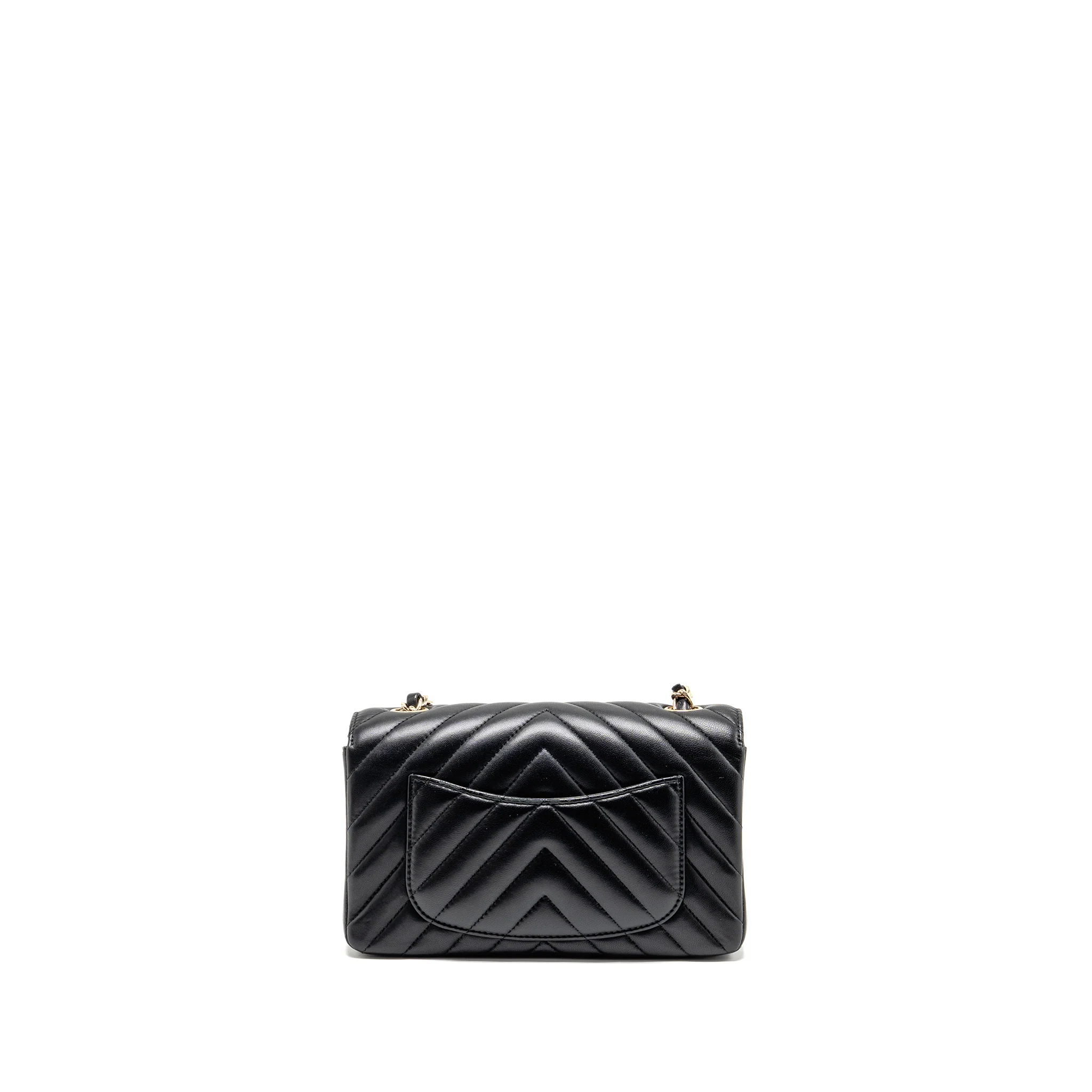 Chanel Mini Rectangular Flap Bag Chevron Lambskin Black LGHW - Image 2