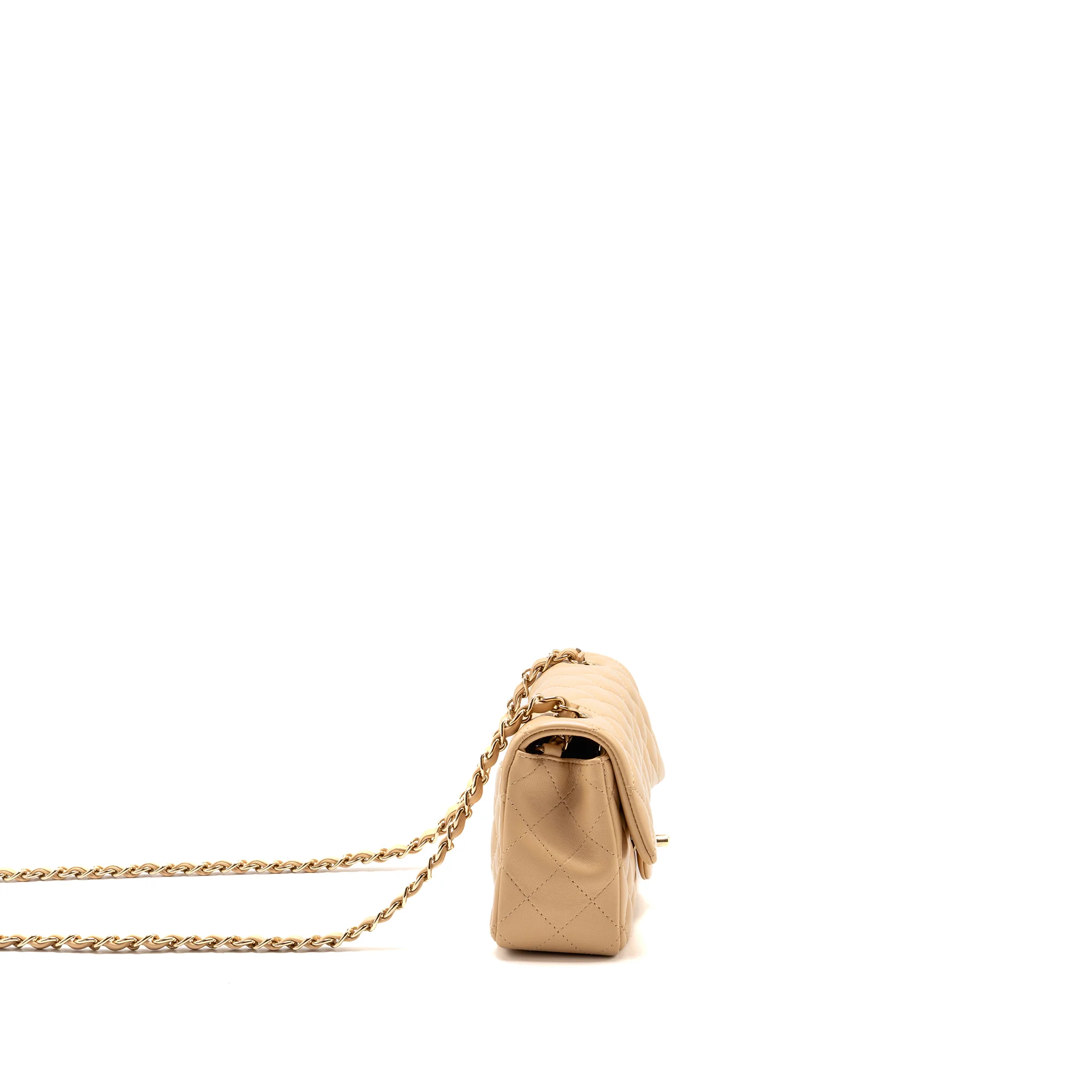 Chanel Mini Rectangular Flap Bag Lambskin beige LGHW (Microchip) - Image 3