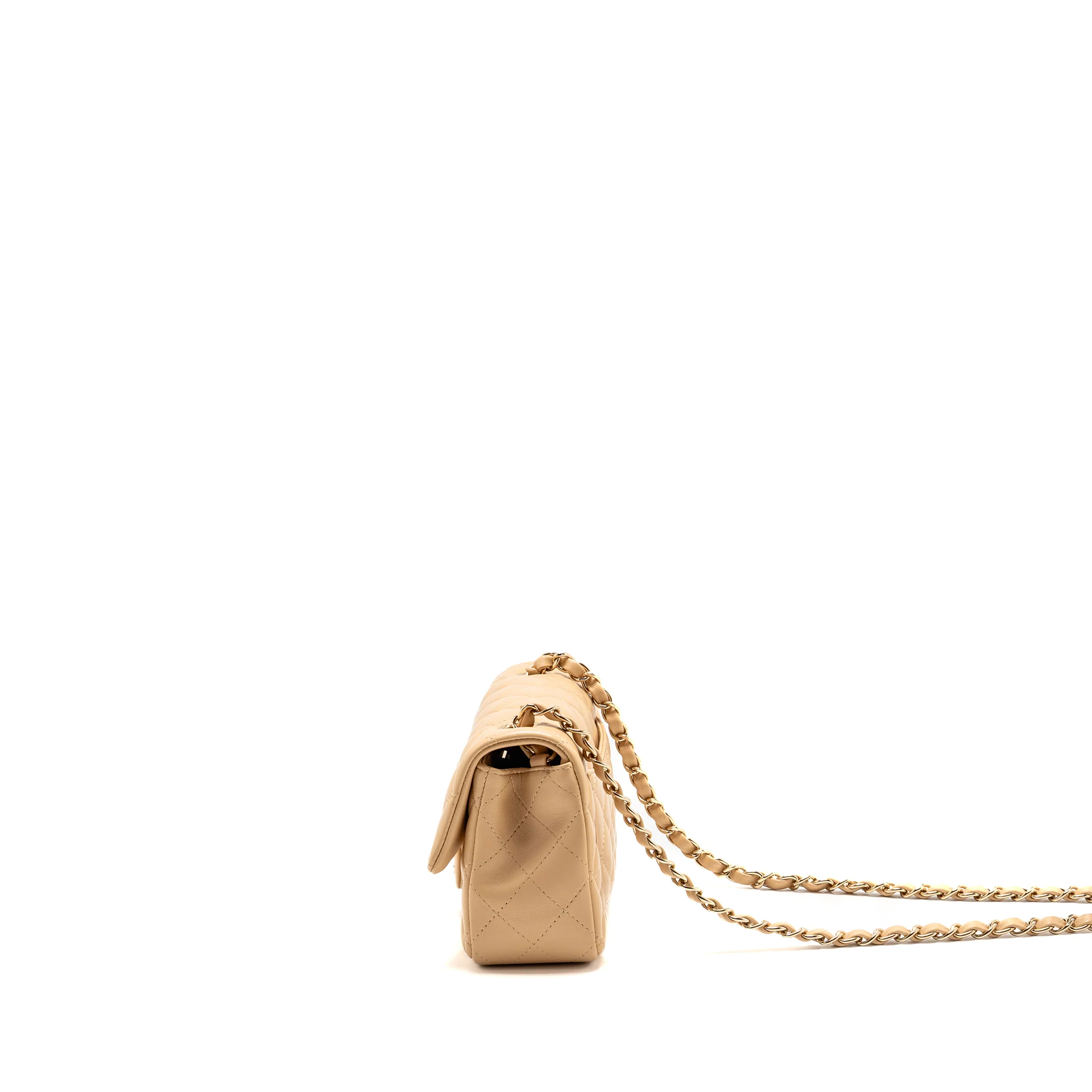 Chanel Mini Rectangular Flap Bag Lambskin beige LGHW (Microchip) - Image 4