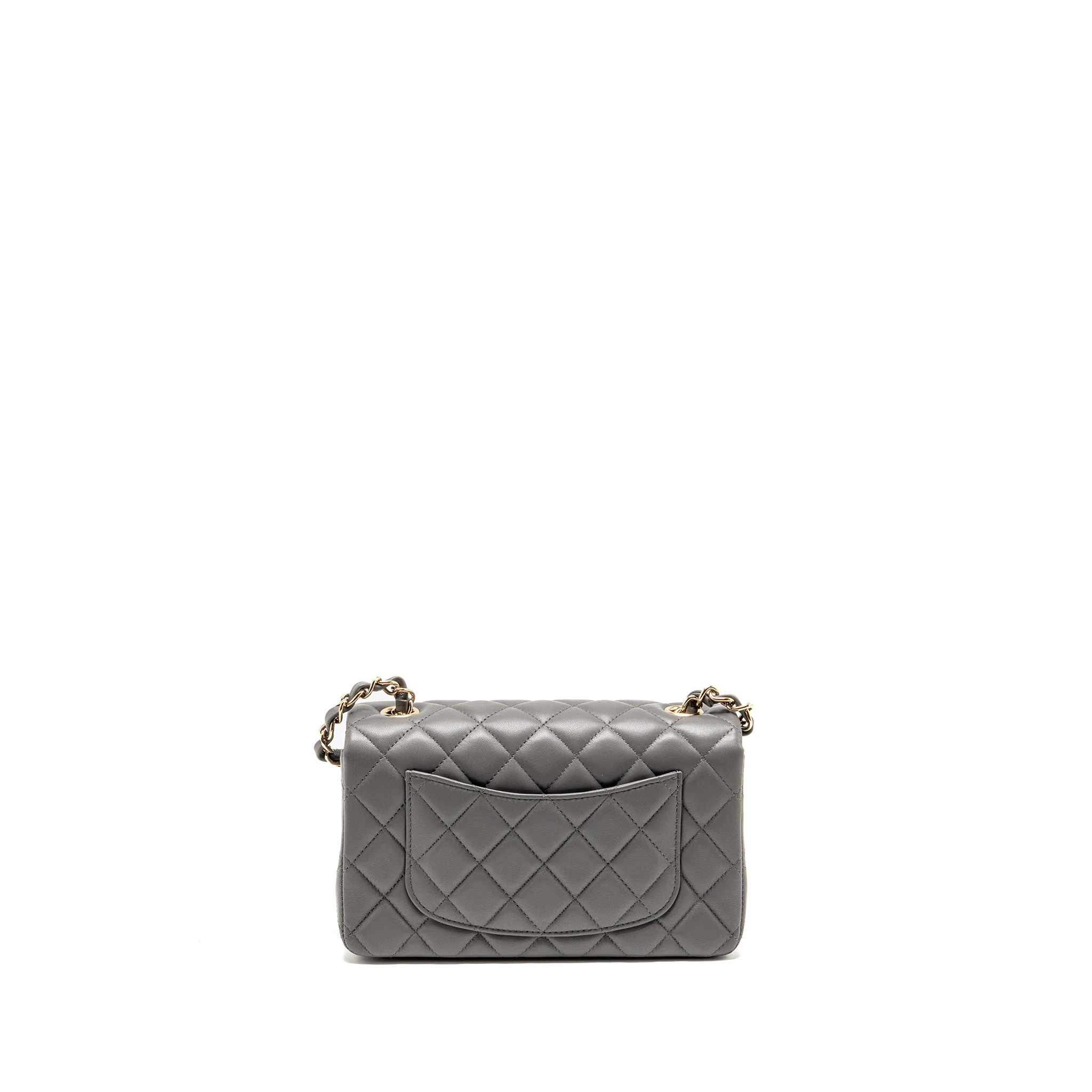 Chanel mini rectangular flap bag lambskin Grey LGHW (microchip) - Image 2