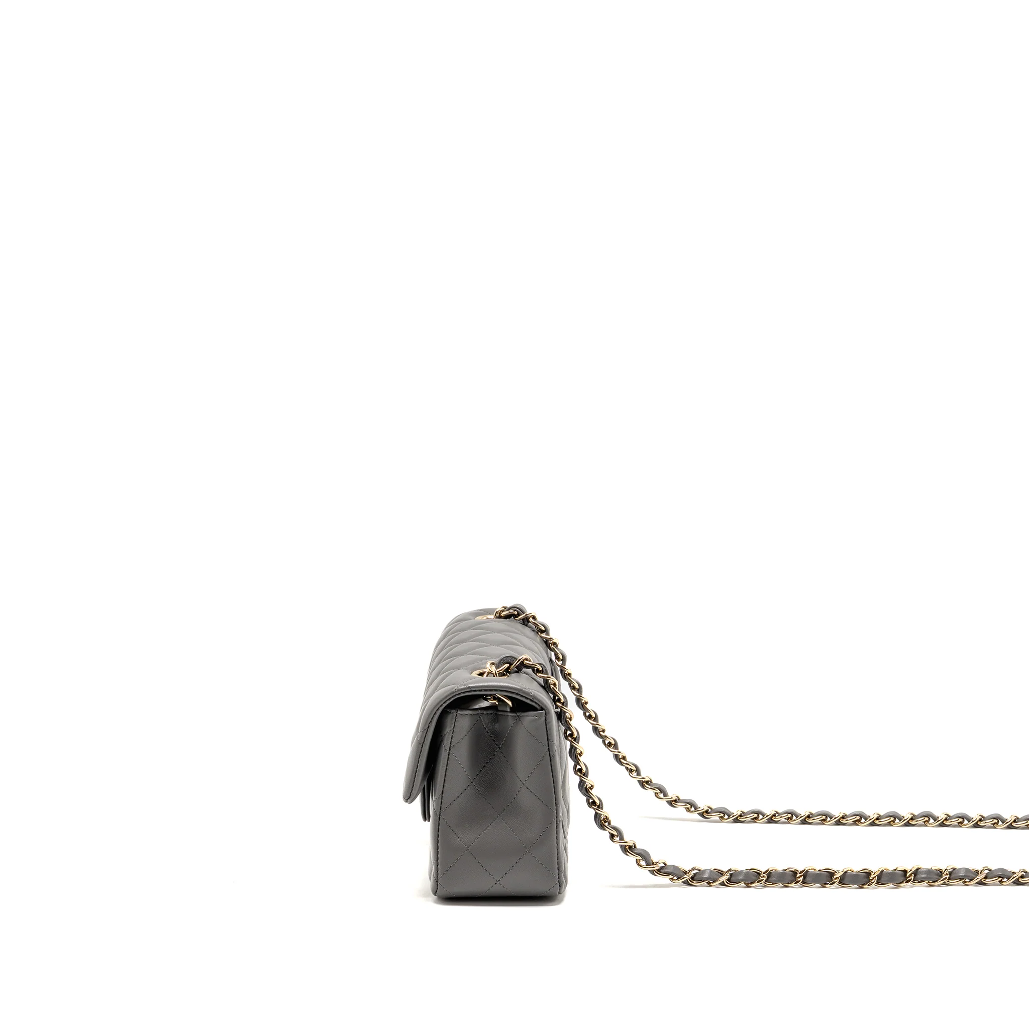 Chanel mini rectangular flap bag lambskin Grey LGHW (microchip) - Image 4