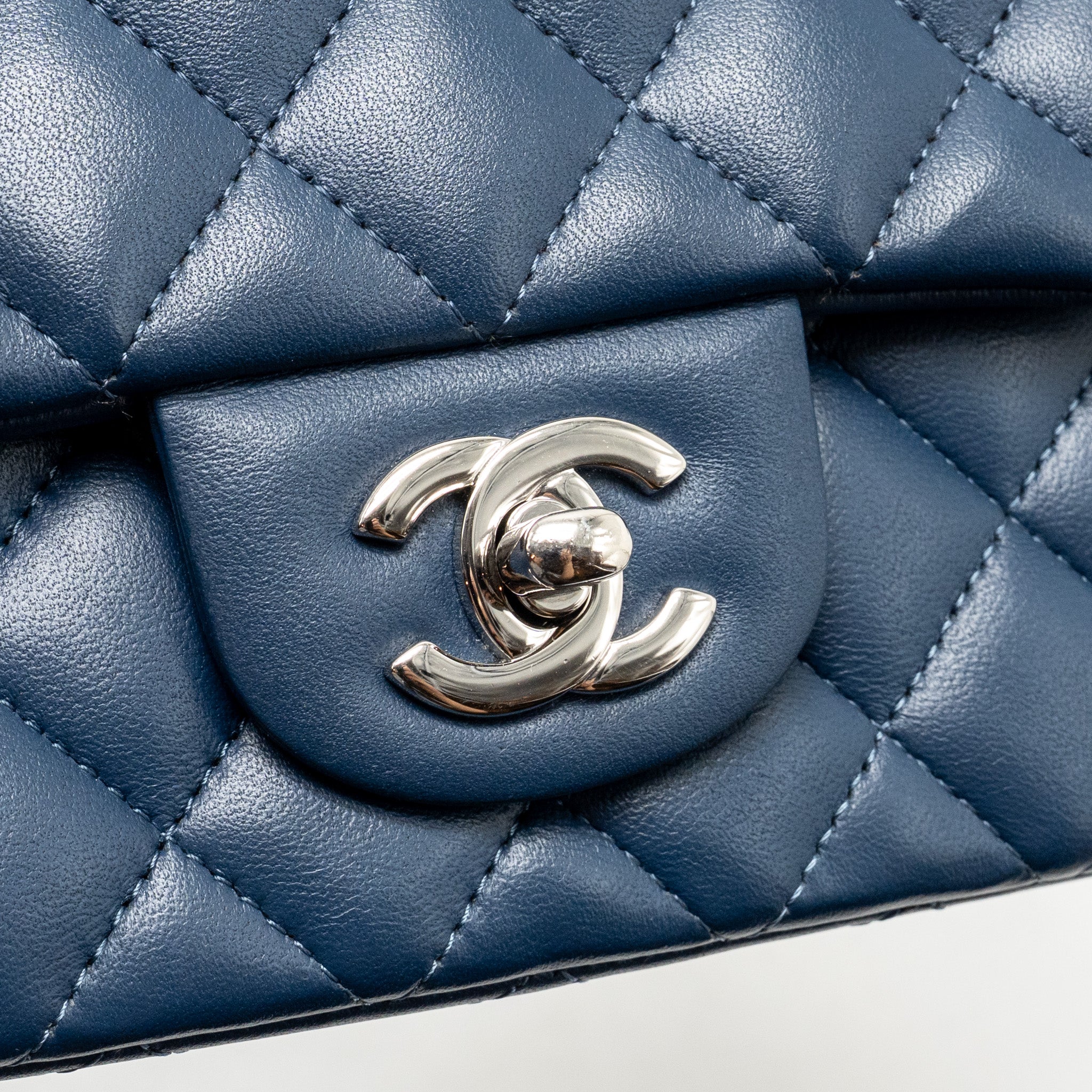 Chanel Mini Rectangular Flap Bag Lambskin Navy SHW - Image 13