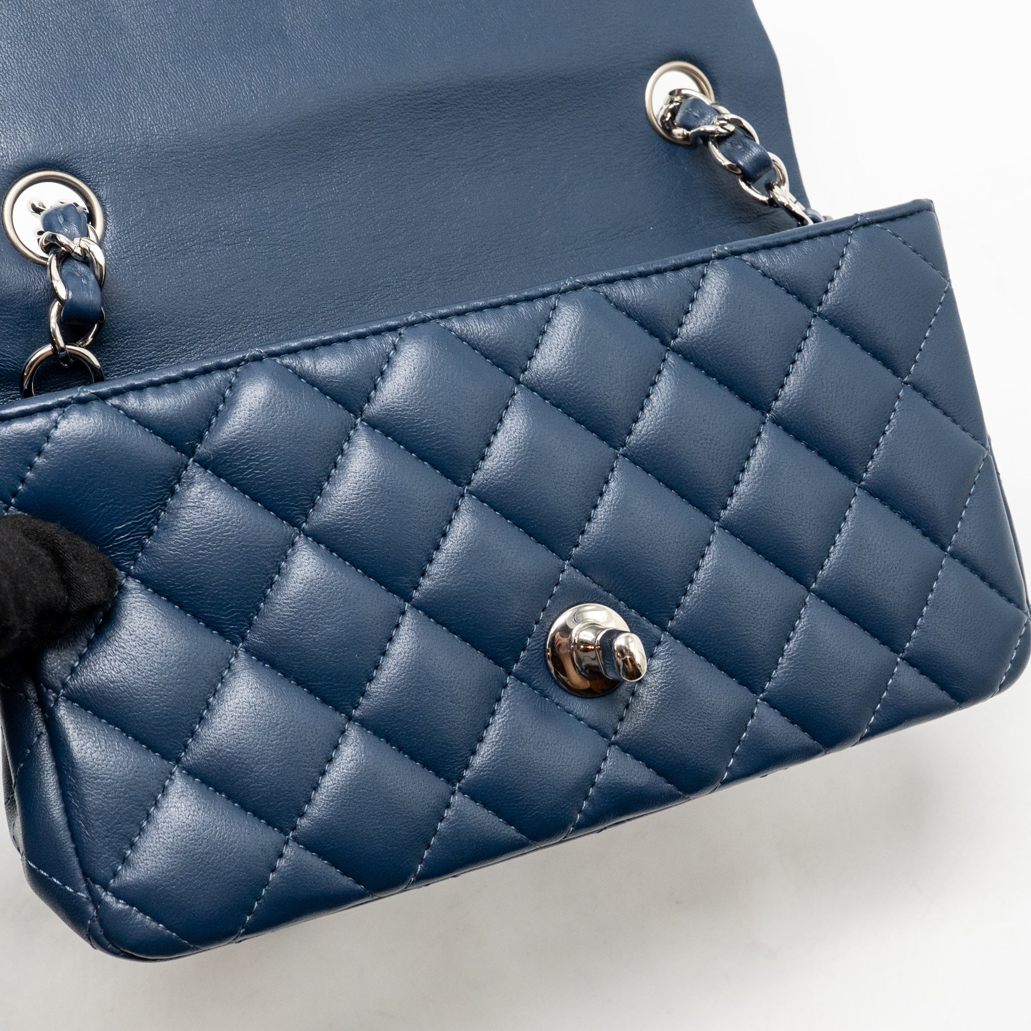 Chanel Mini Rectangular Flap Bag Lambskin Navy SHW - Image 14