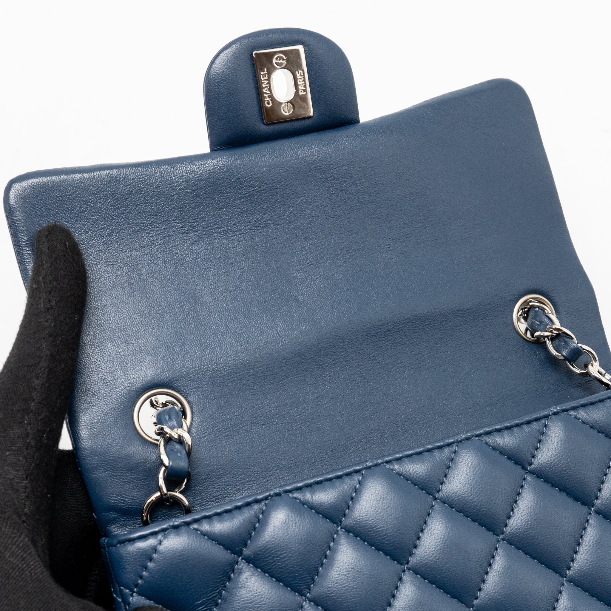 Chanel Mini Rectangular Flap Bag Lambskin Navy SHW - Image 15