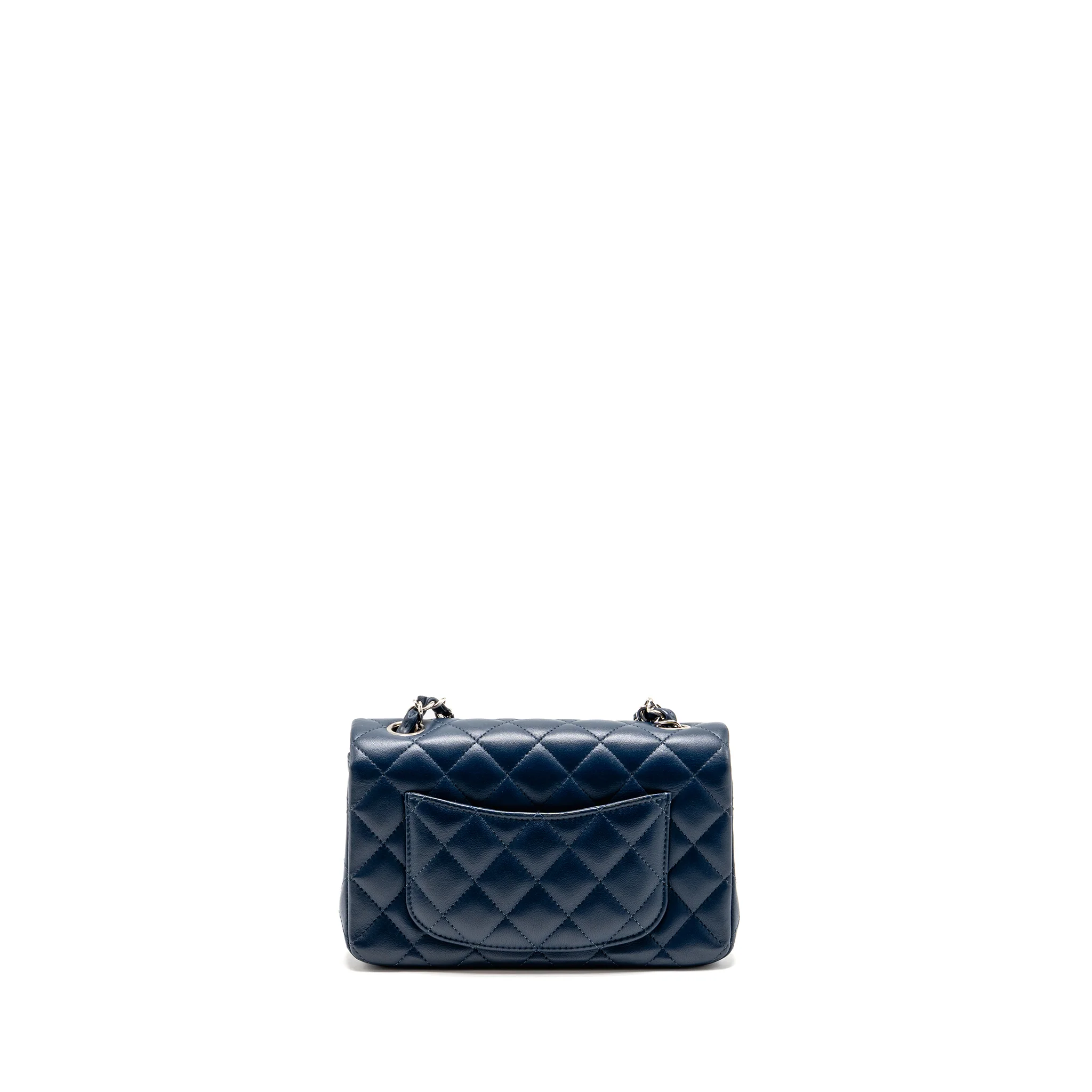 Chanel Mini Rectangular Flap Bag Lambskin Navy SHW - Image 2