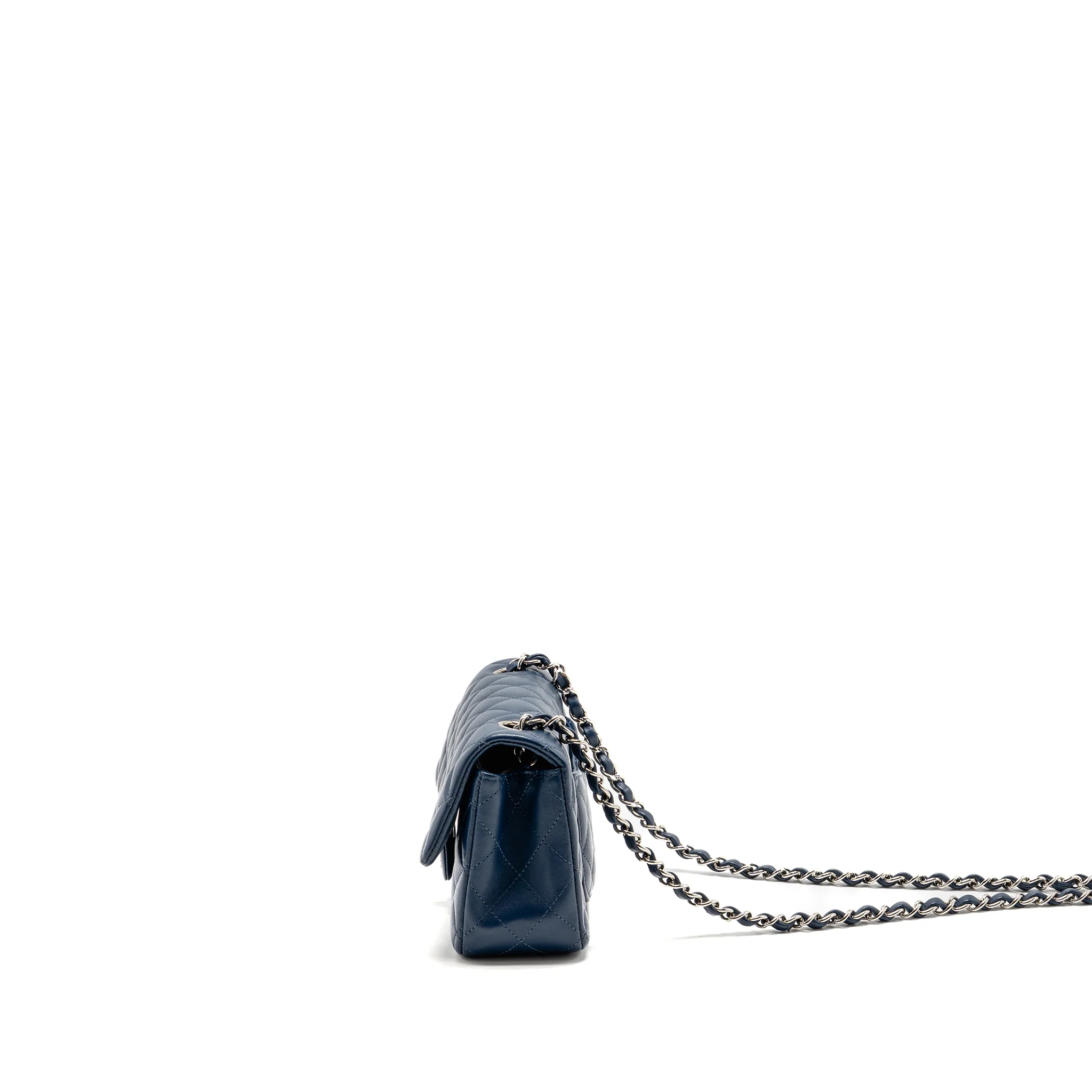 Chanel Mini Rectangular Flap Bag Lambskin Navy SHW - Image 4