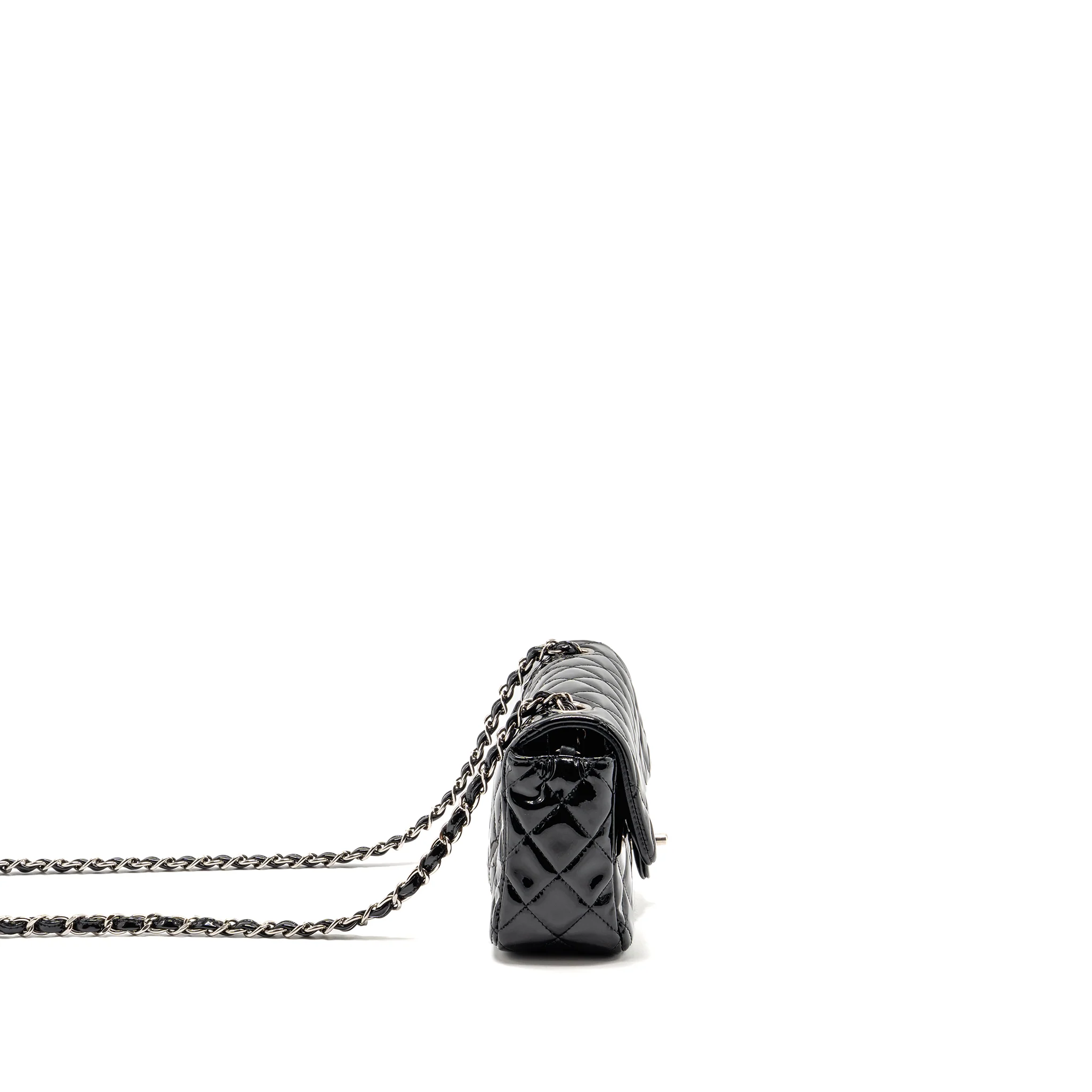 Chanel mini rectangular flap bag patent black SHW - Image 3