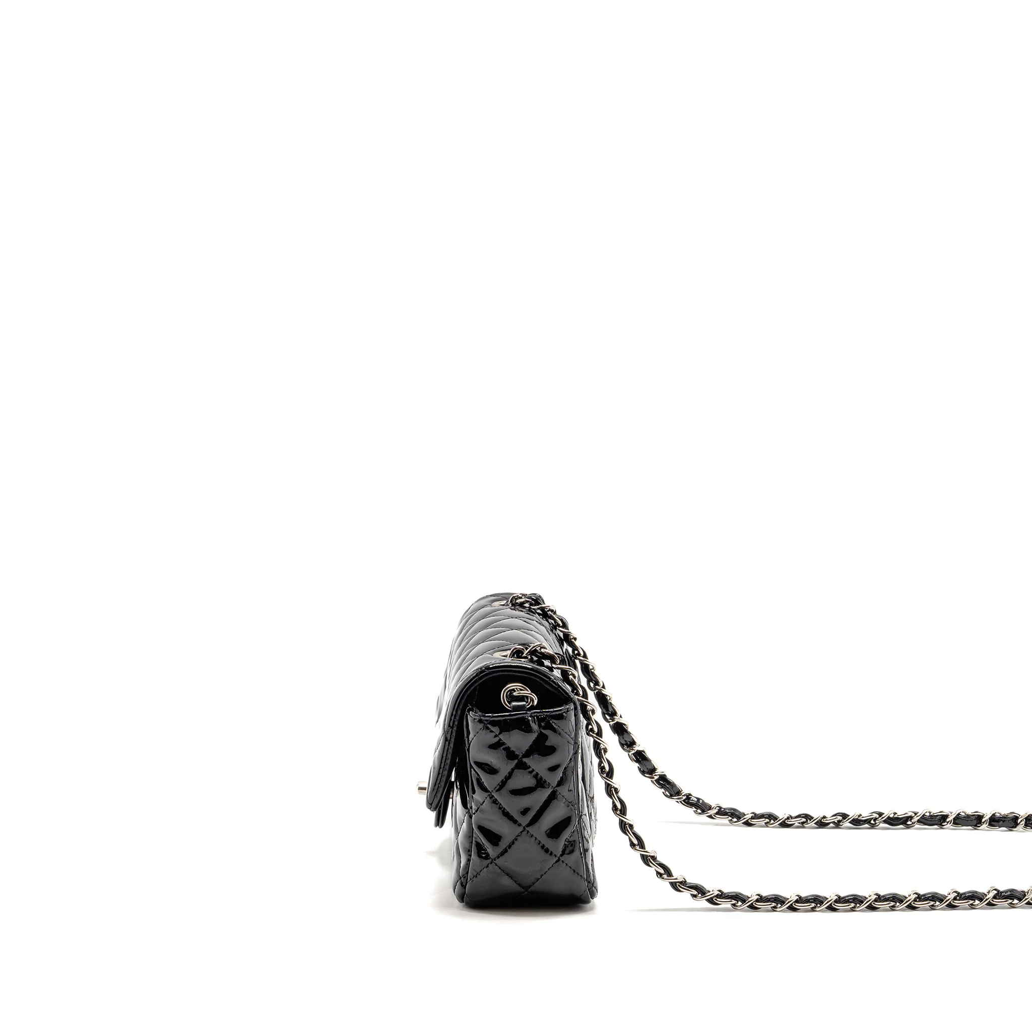 Chanel mini rectangular flap bag patent black SHW - Image 4
